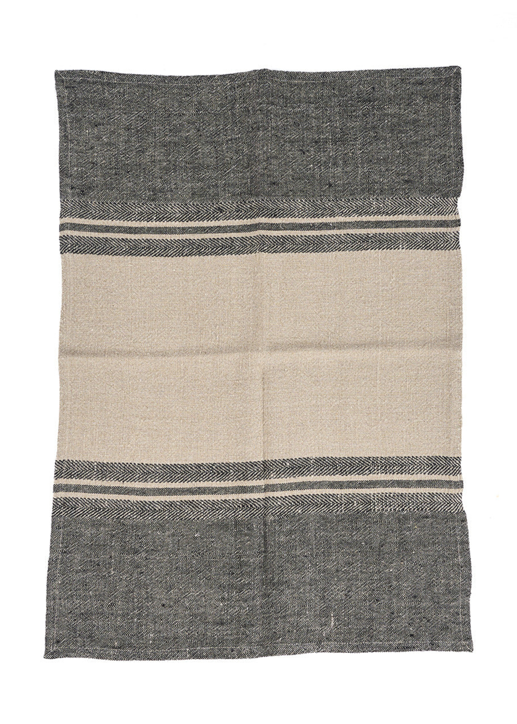 Bazar Bizar Antwerp The Linen Dash Kitchen Towel - Natural Black - 50x70