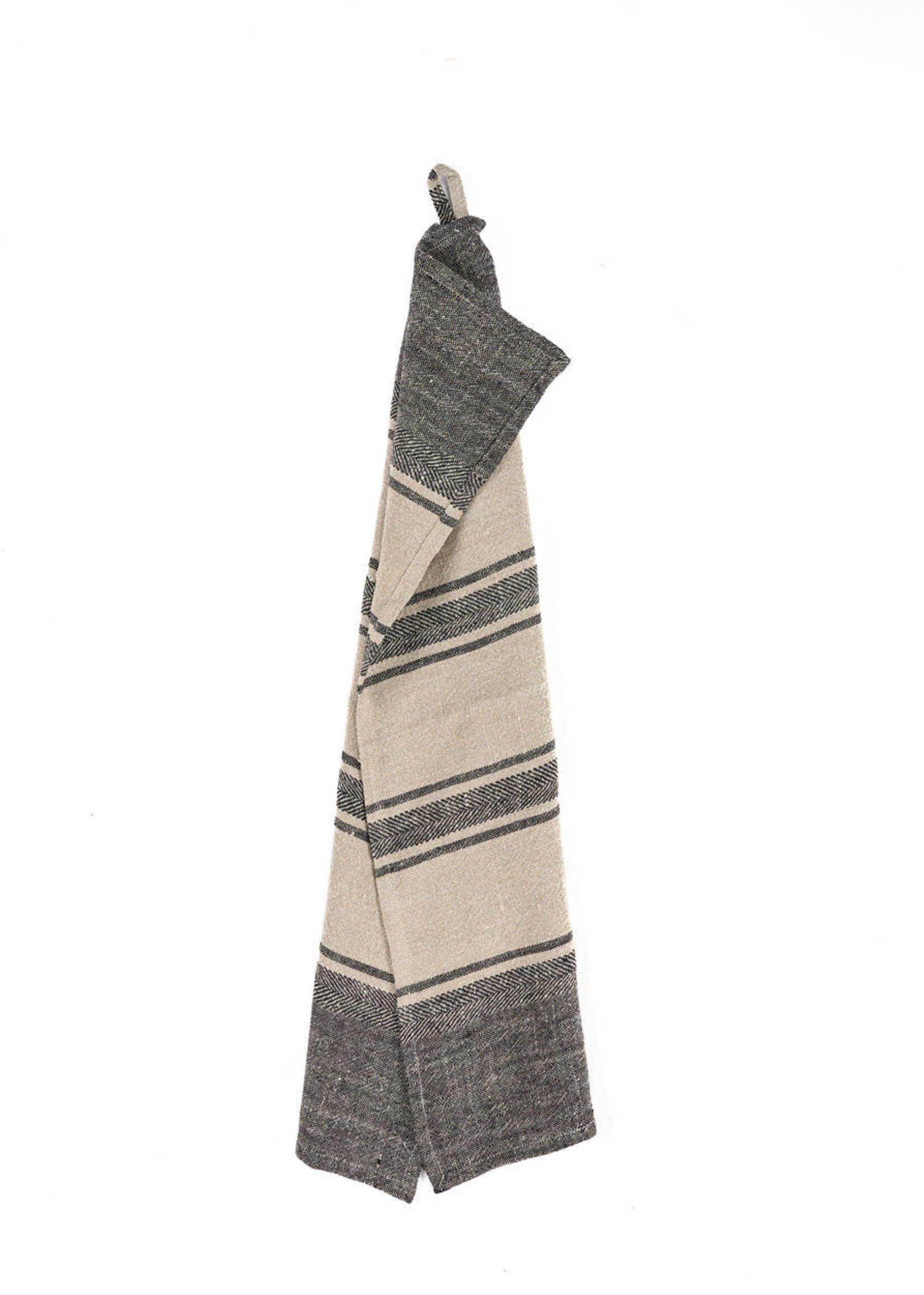 Bazar Bizar Antwerp The Linen Smudge Kitchen Towel - Natural Black - 50x70