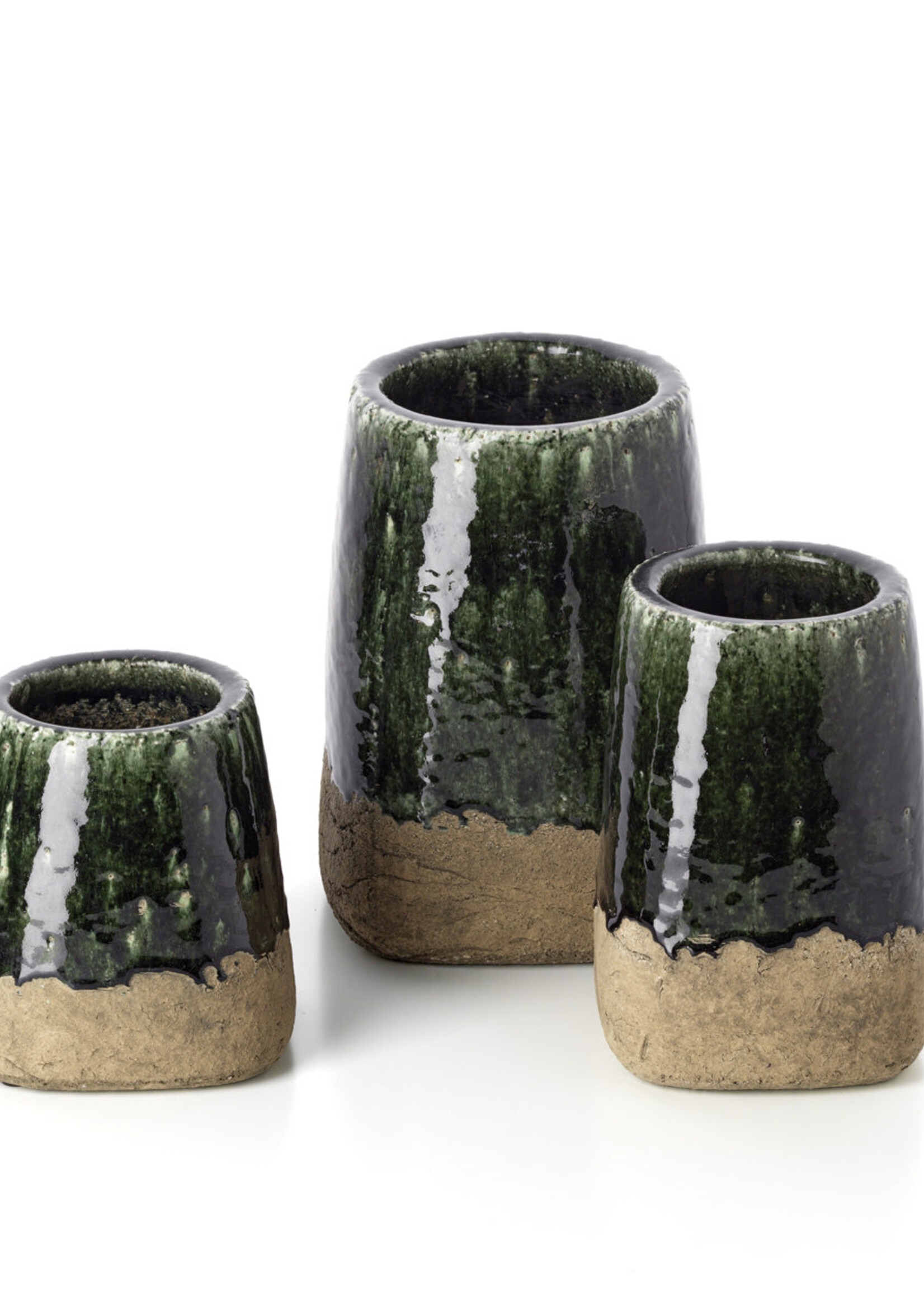 Bazar Bizar Antwerp The Moss Conical Planter - Concrete Green - M