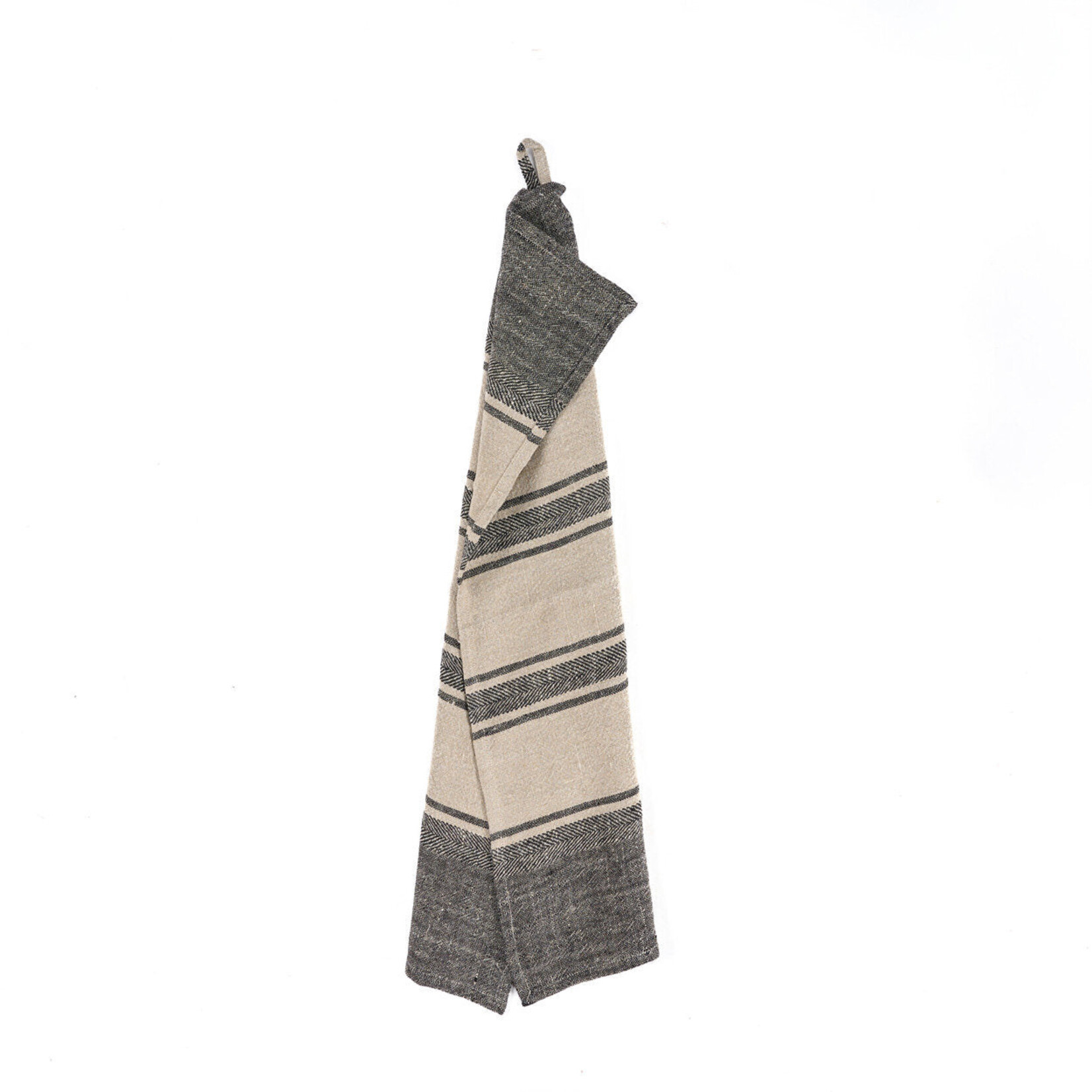 Bazar Bizar Antwerp The Linen Smudge Kitchen Towel - Natural Black - 50x70