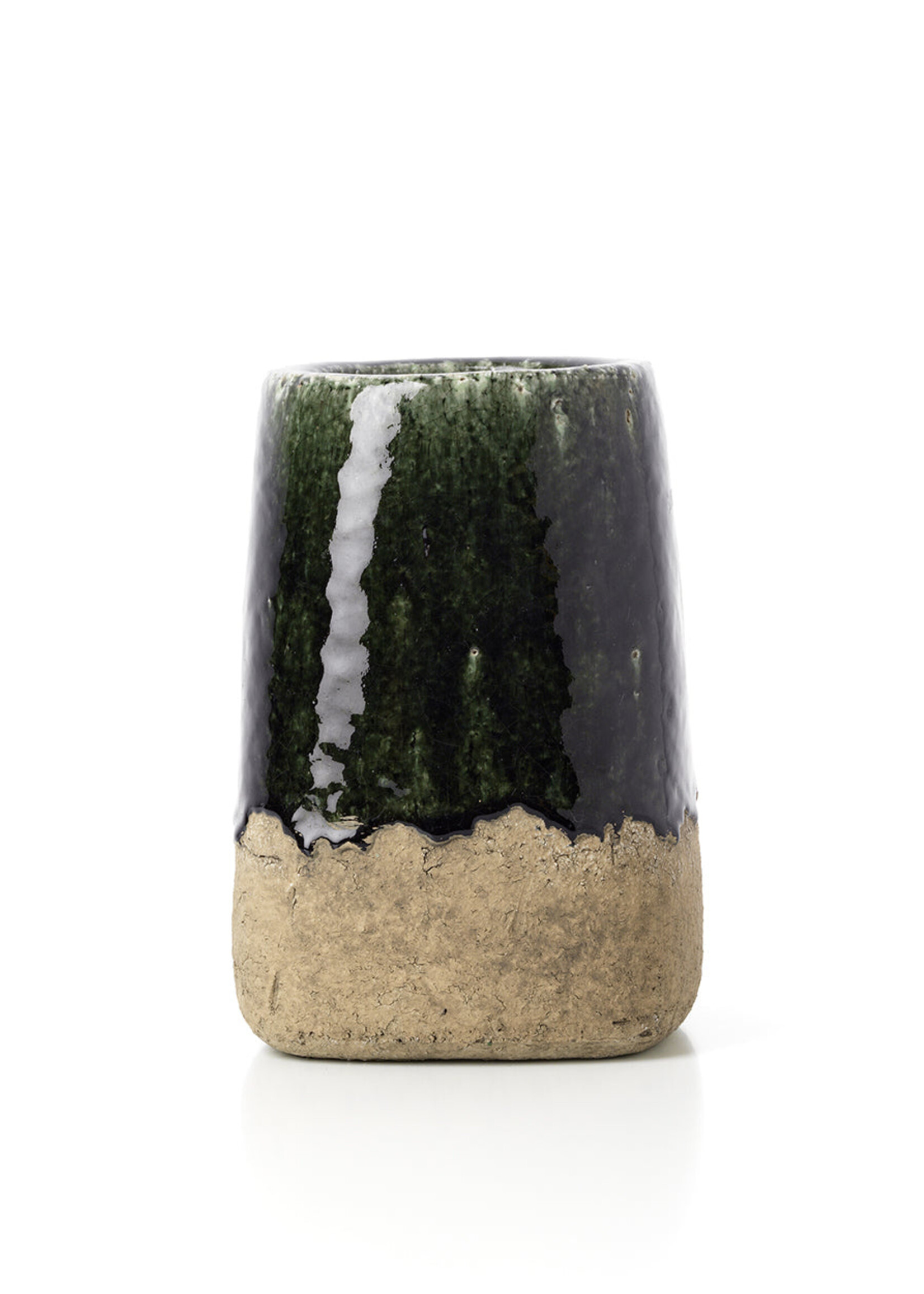 Bazar Bizar Antwerp The Moss Conical Planter - Concrete Green - M