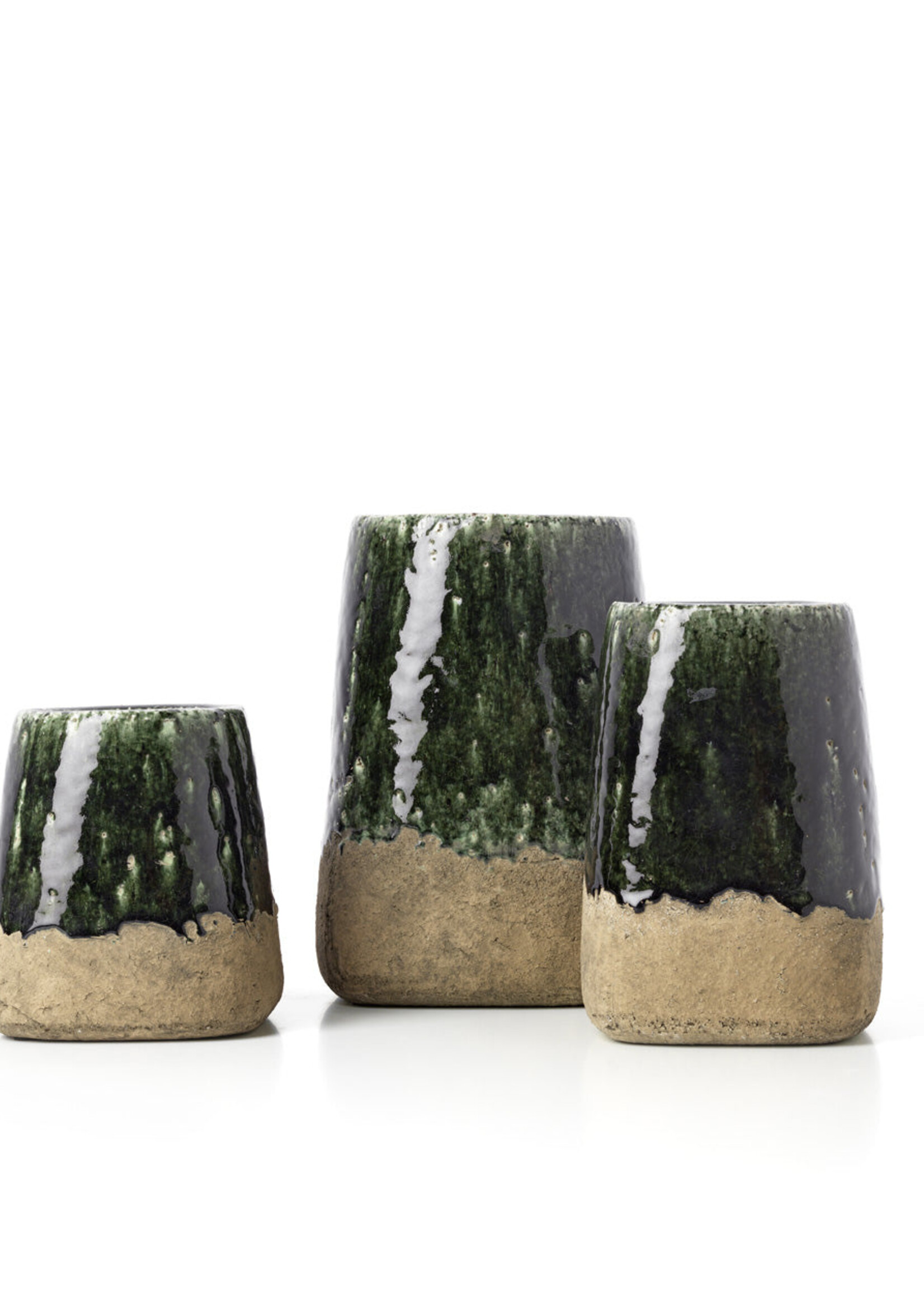 Bazar Bizar Antwerp The Moss Conical Planter - Concrete Green - M