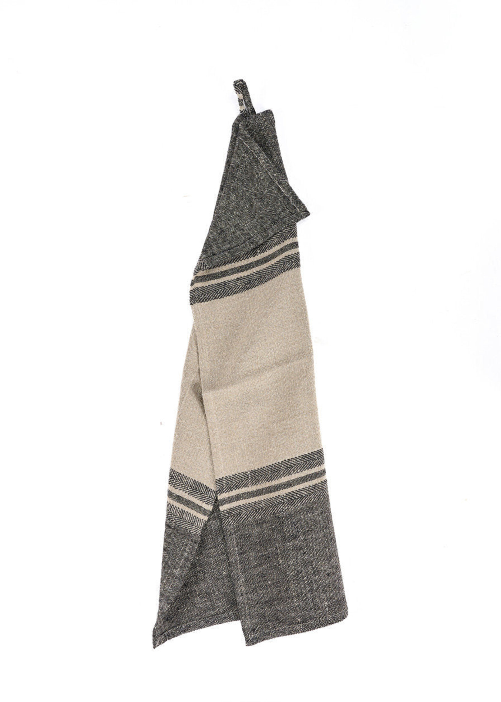 Bazar Bizar Antwerp The Linen Dash Kitchen Towel - Natural Black - 50x70