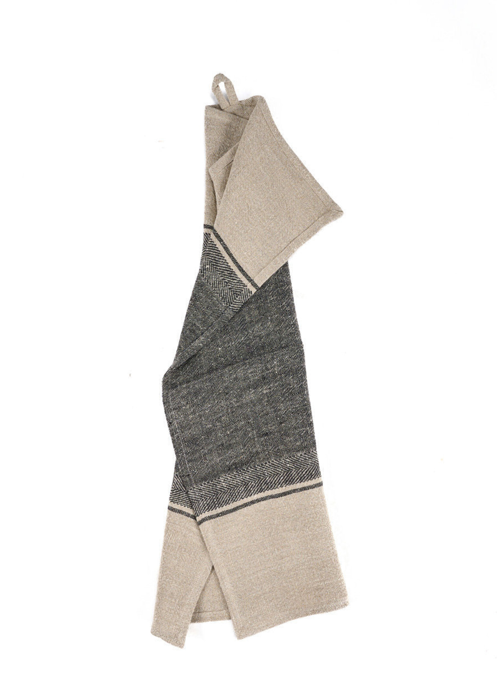 Bazar Bizar Antwerp The Linen Moody Kitchen Towel - Natural Black - 50x70