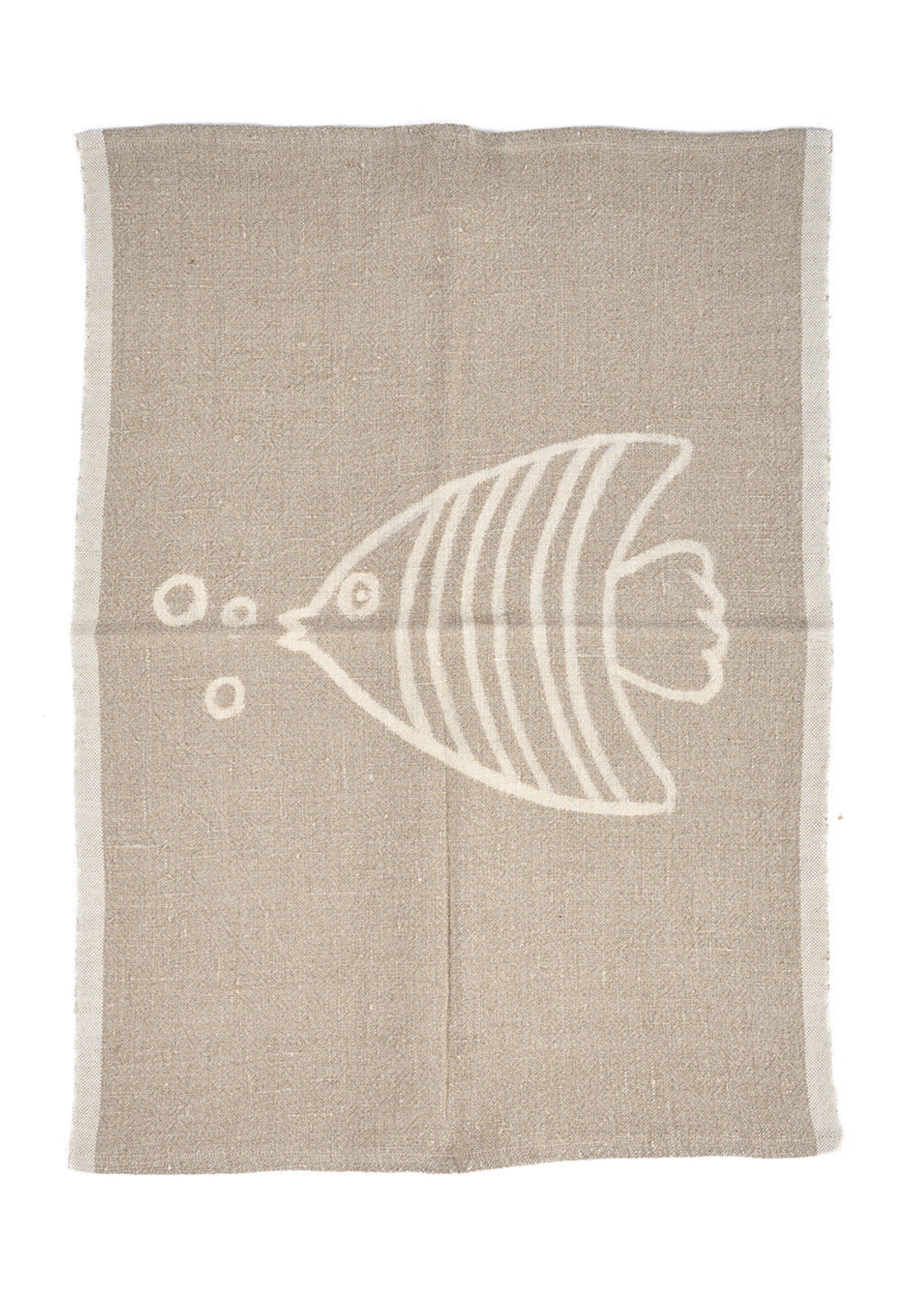 Bazar Bizar Antwerp The Linen Fish Kitchen Towel - Natural White - 50x70