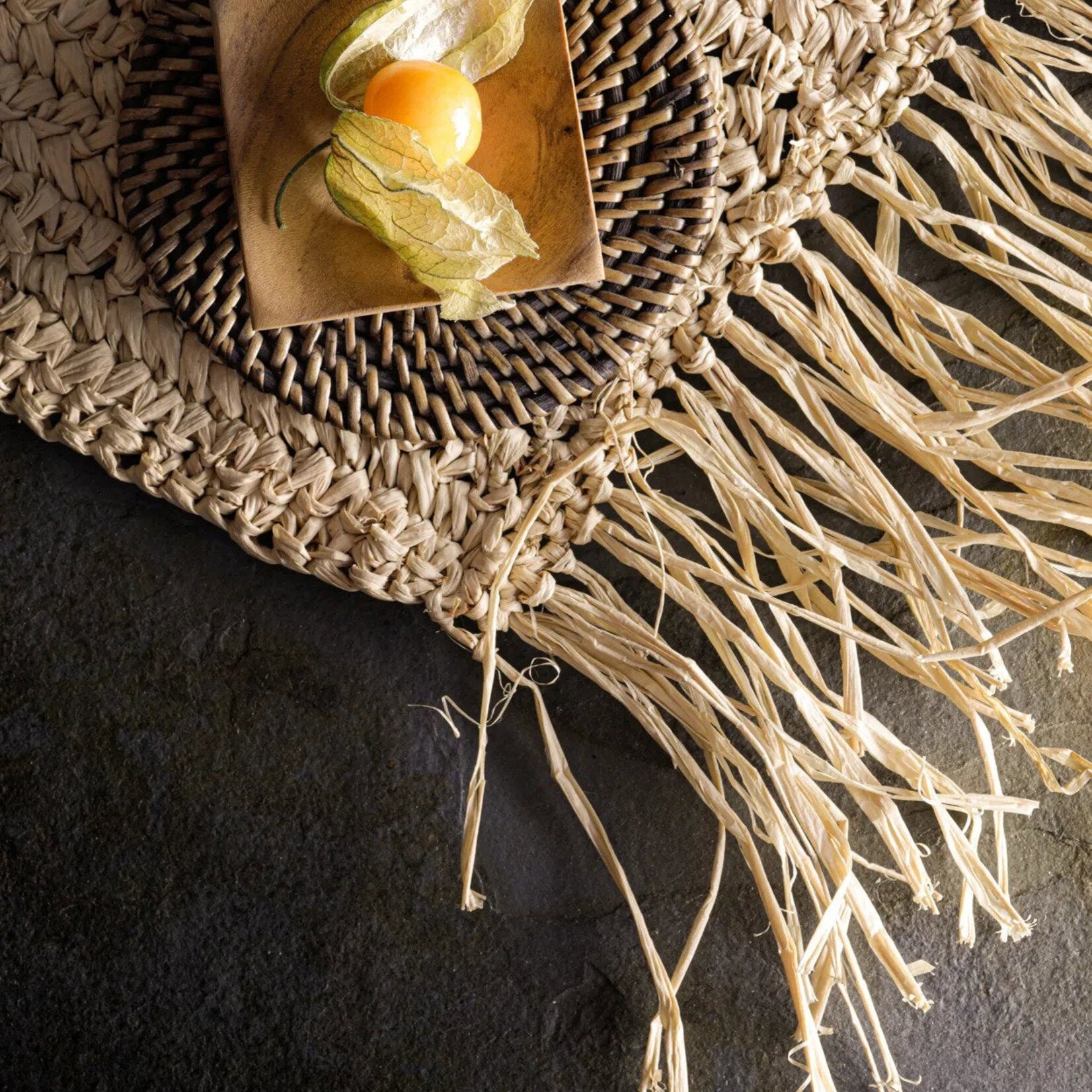 Bazar Bizar Antwerp The Fringe Raffia Placemat Rectangular - Natural