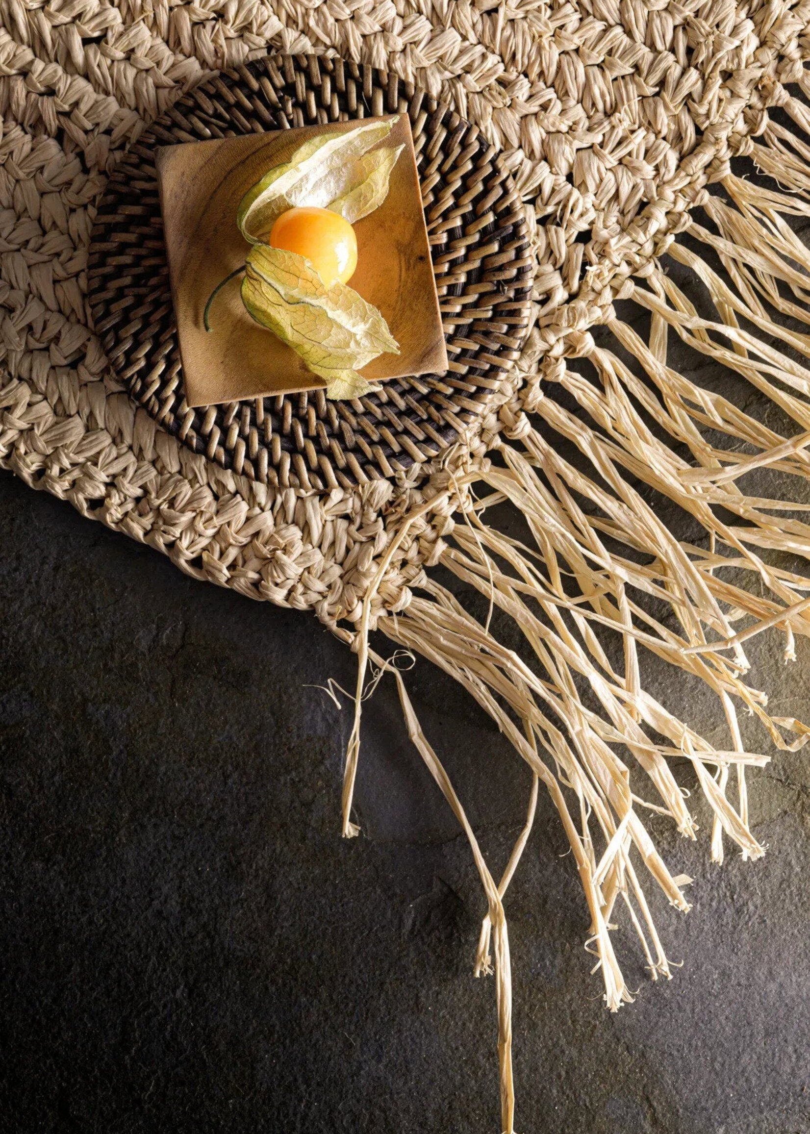 Bazar Bizar Antwerp The Fringe Raffia Placemat Rectangular - Natural