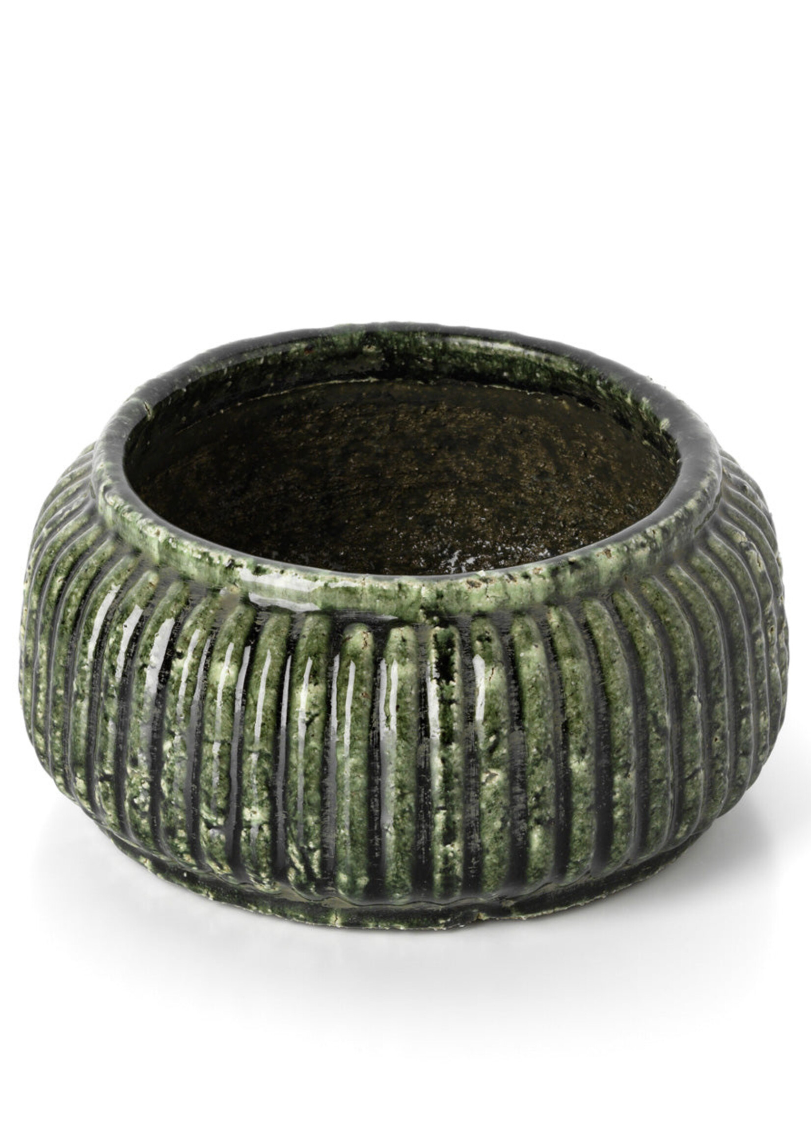 Bazar Bizar Antwerp The Forest Ribbed Bowl Planter - Forest Green - Low