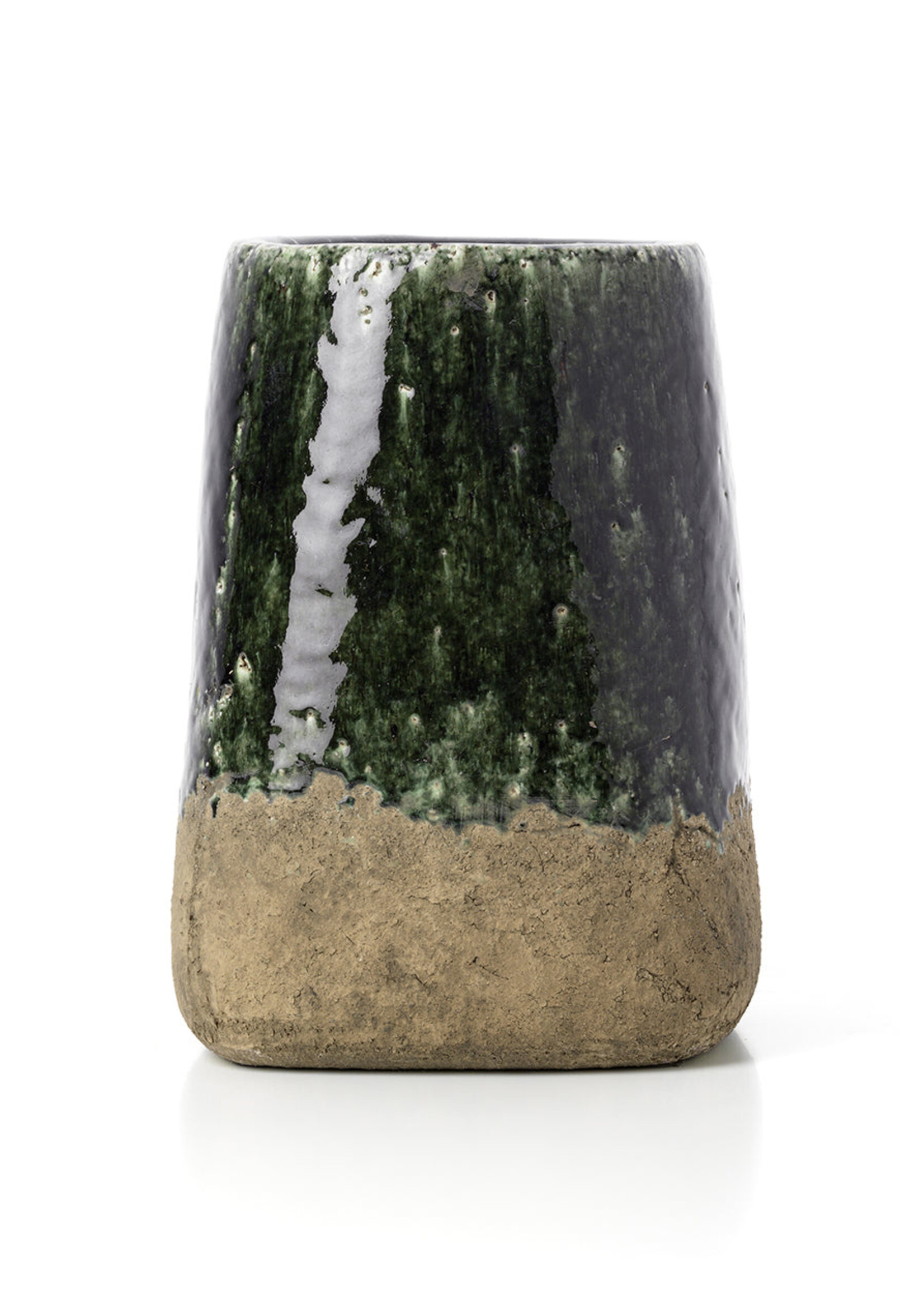 Bazar Bizar Antwerp The Moss Conical Planter - Concrete Green - L