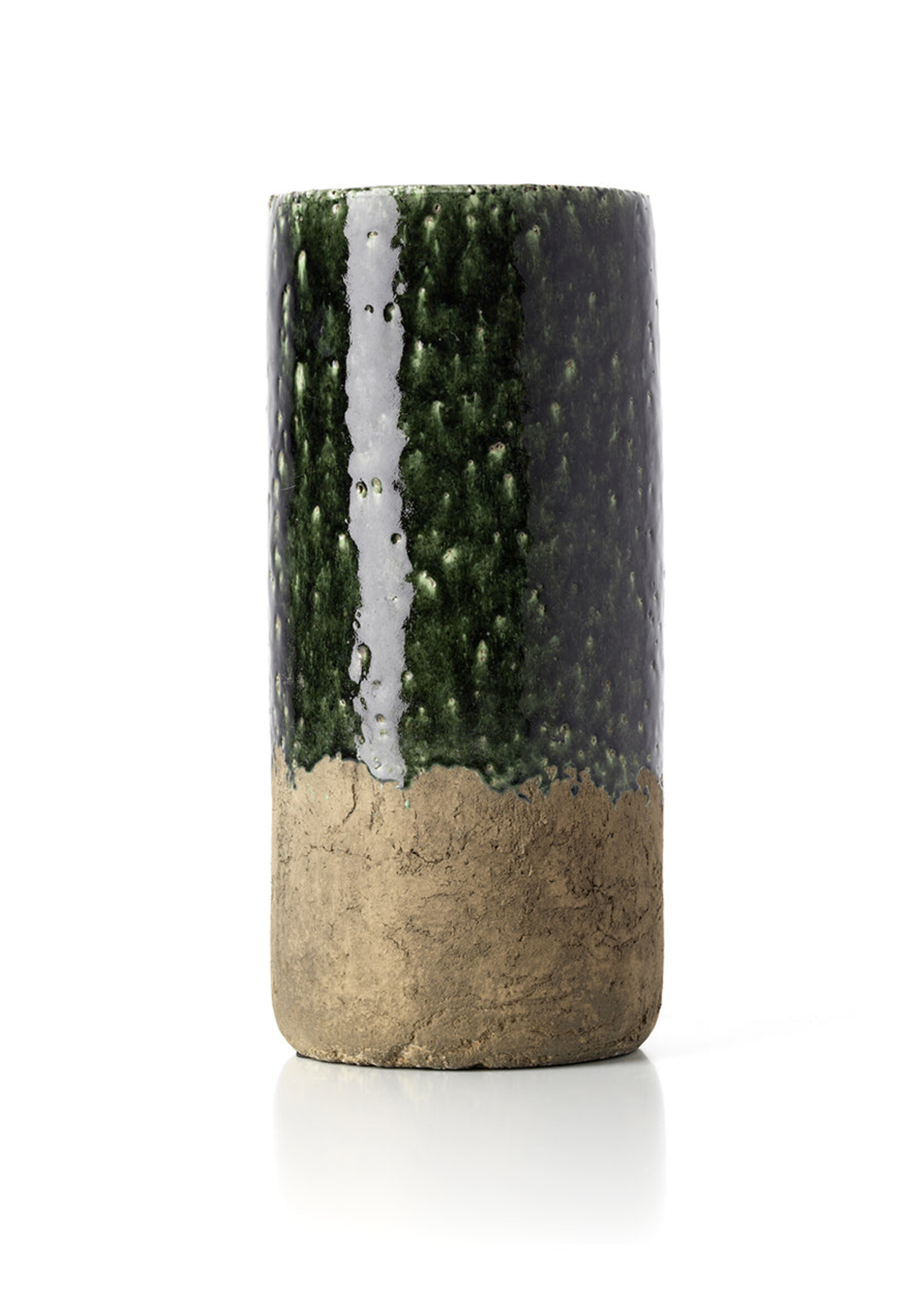 Bazar Bizar Antwerp The Moss Cylinder Vase - Concrete Green - L