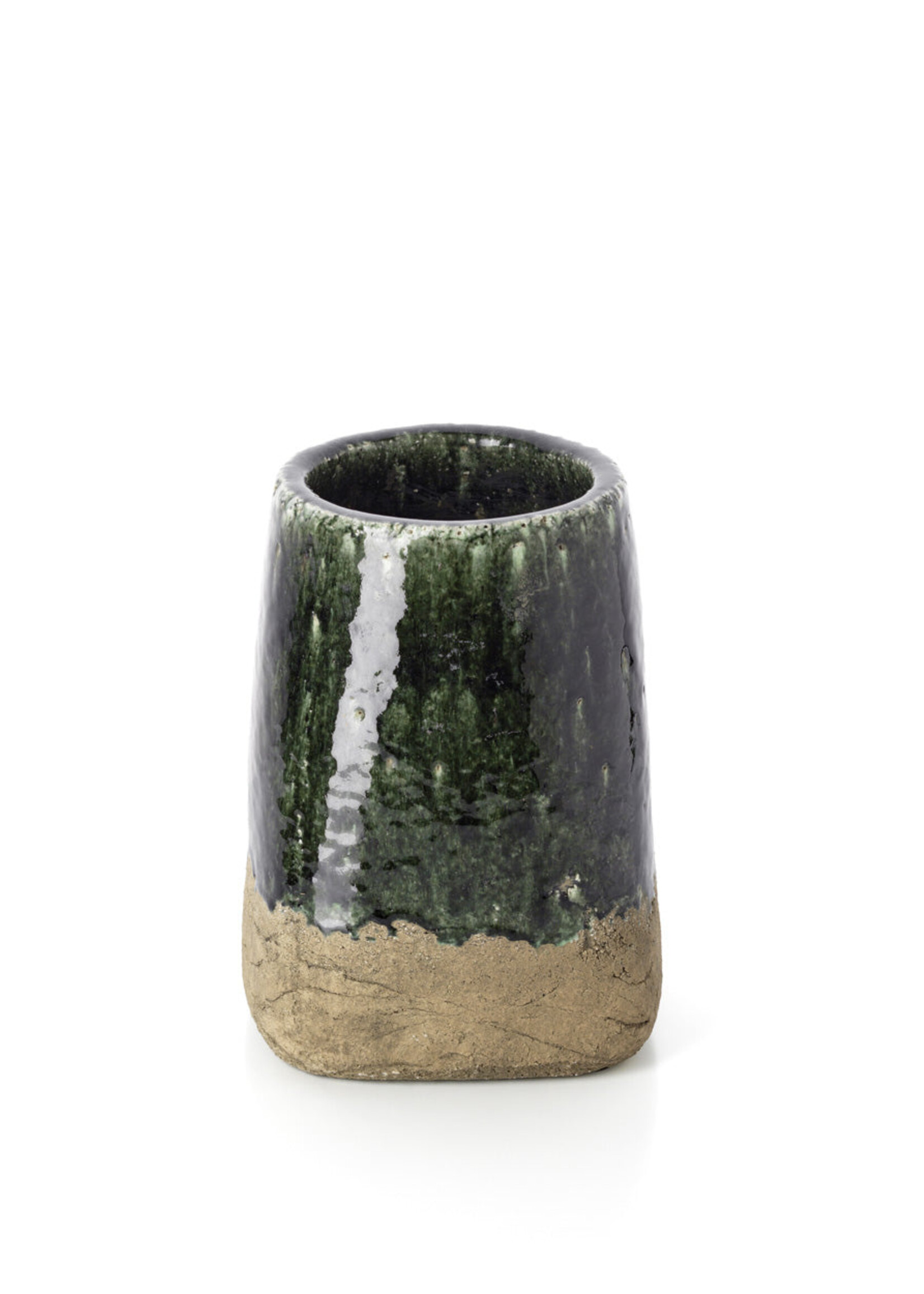 Bazar Bizar Antwerp The Moss Conical Planter - Concrete Green - L