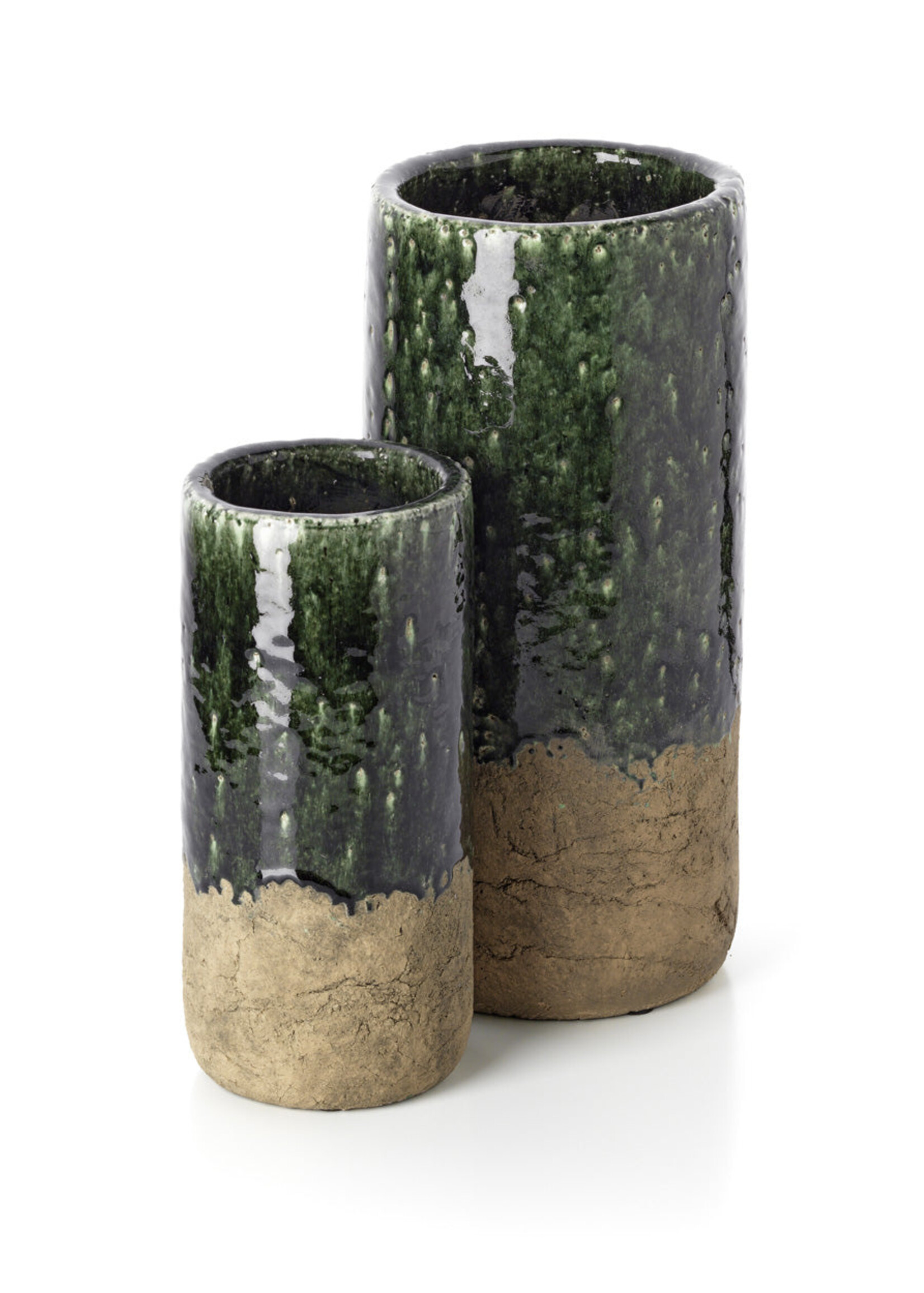 Bazar Bizar Antwerp The Moss Cylinder Vase - Concrete Green - L