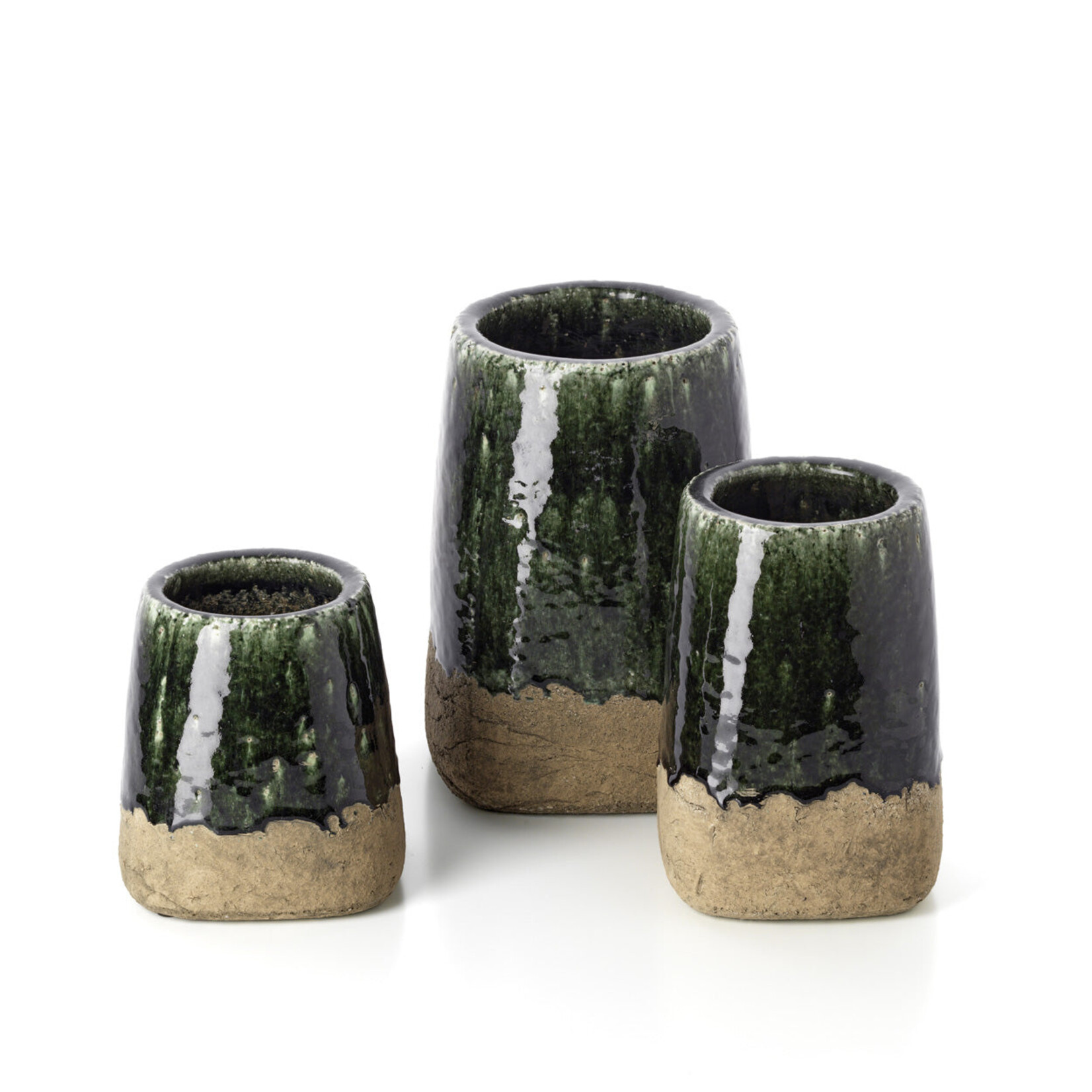 Bazar Bizar Antwerp The Moss Conical Planter - Concrete Green - L