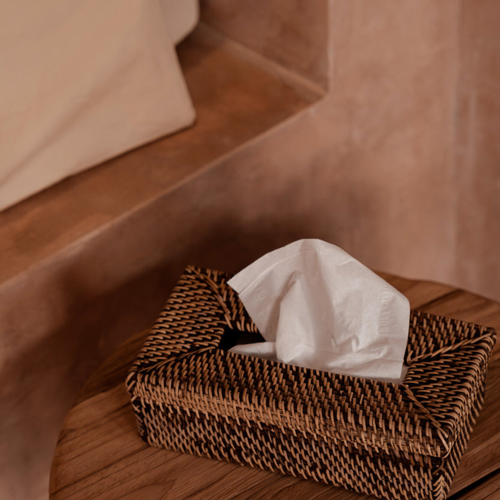 Bazar Bizar Antwerp The Rattan Classic Tissue Box - Natural Brown