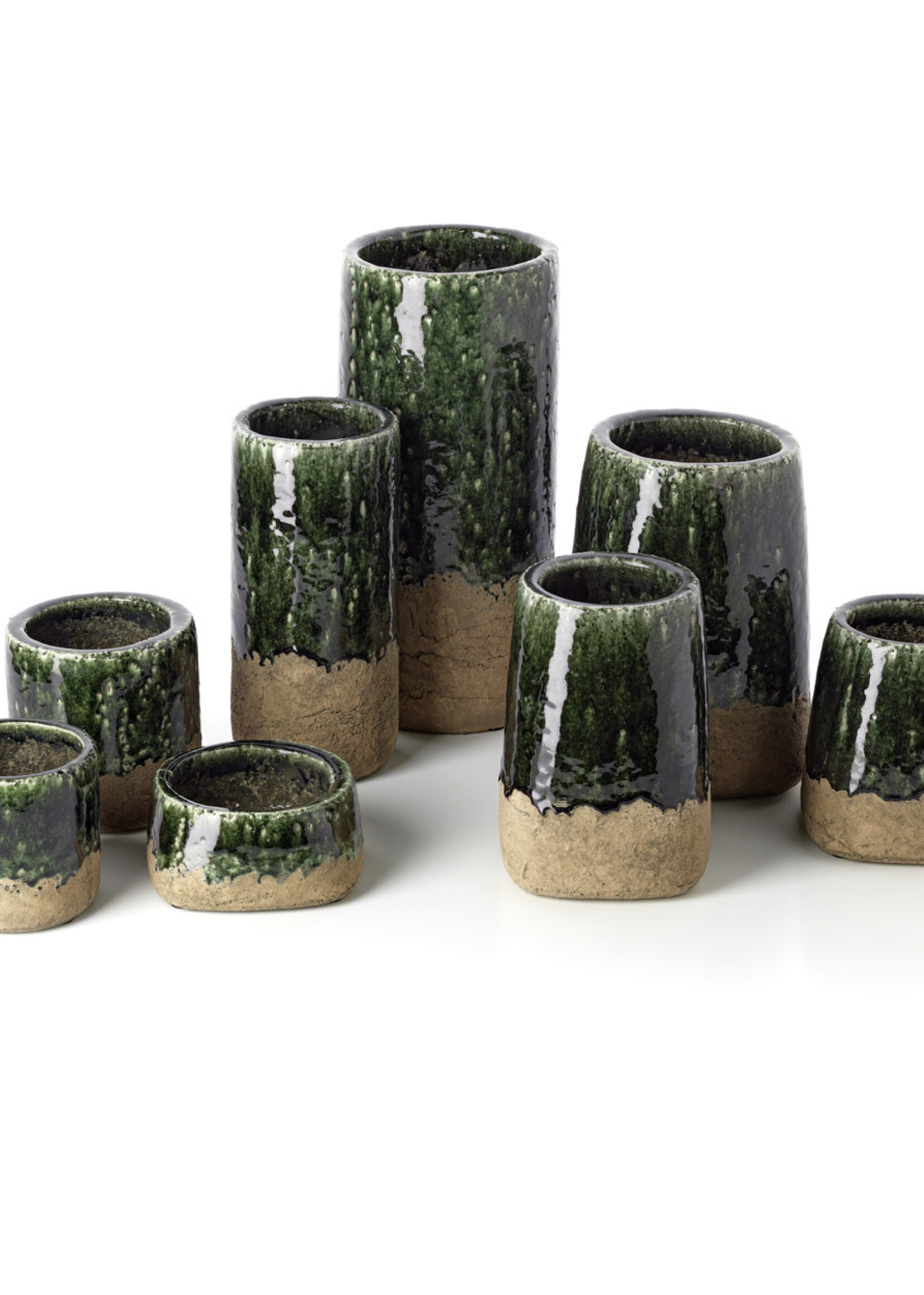Bazar Bizar Antwerp The Moss Conical Planter - Concrete Green - L