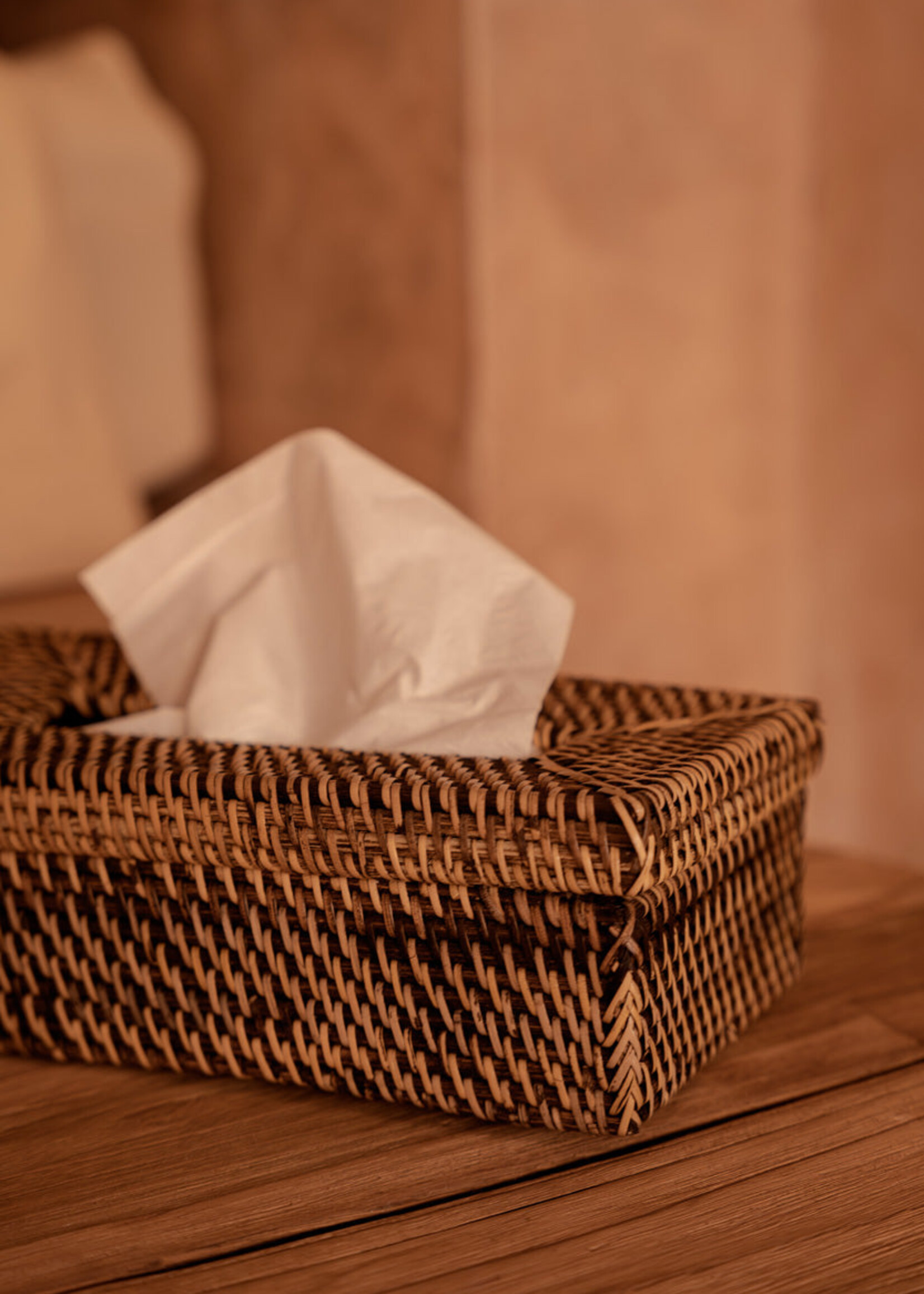 Bazar Bizar Antwerp The Rattan Classic Tissue Box - Natural Brown