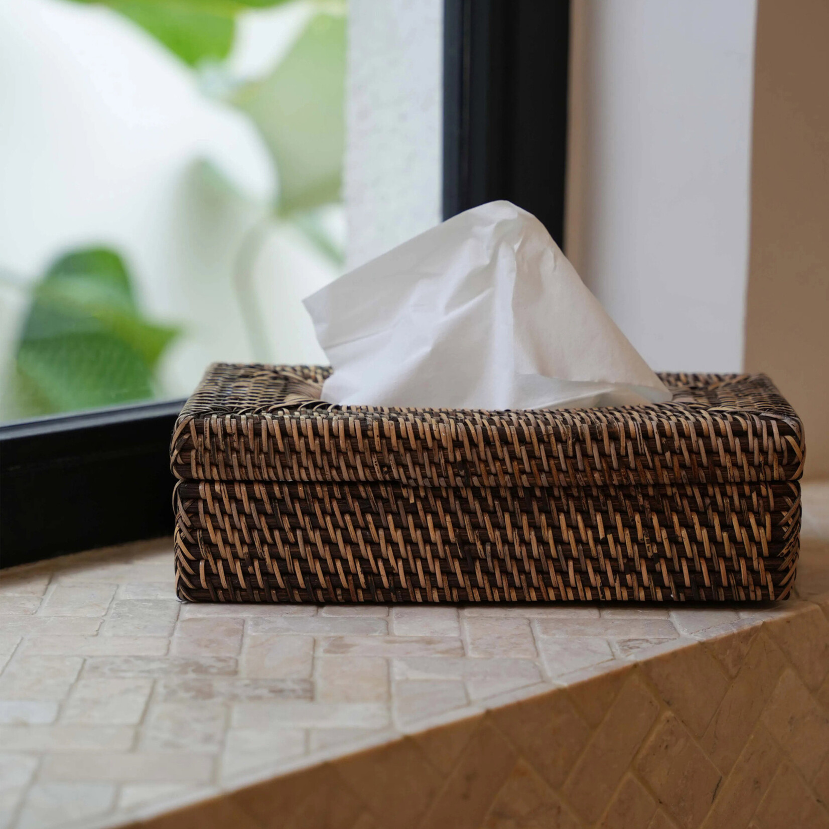 Bazar Bizar Antwerp The Rattan Classic Tissue Box - Natural Brown