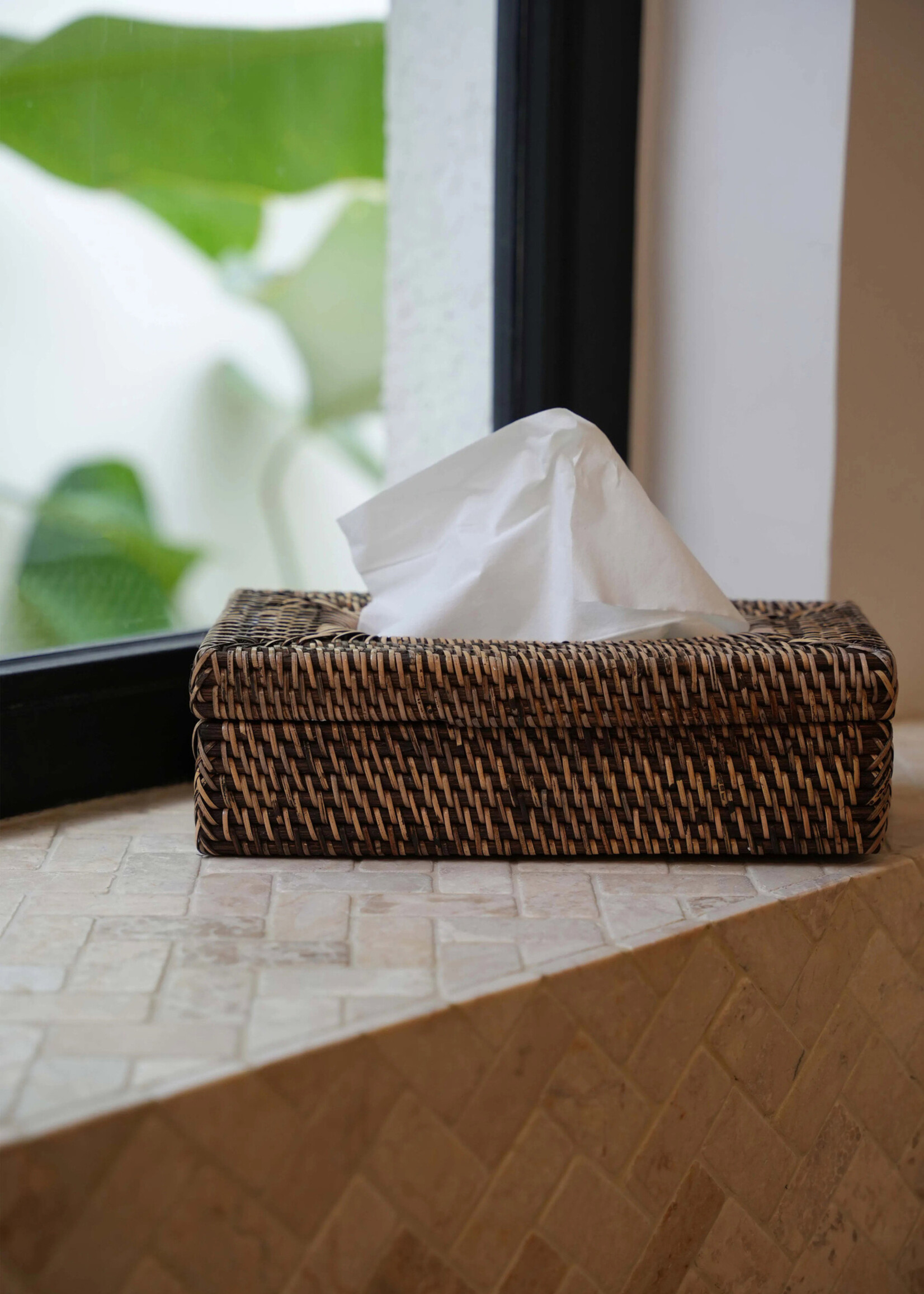 Bazar Bizar Antwerp The Rattan Classic Tissue Box - Natural Brown