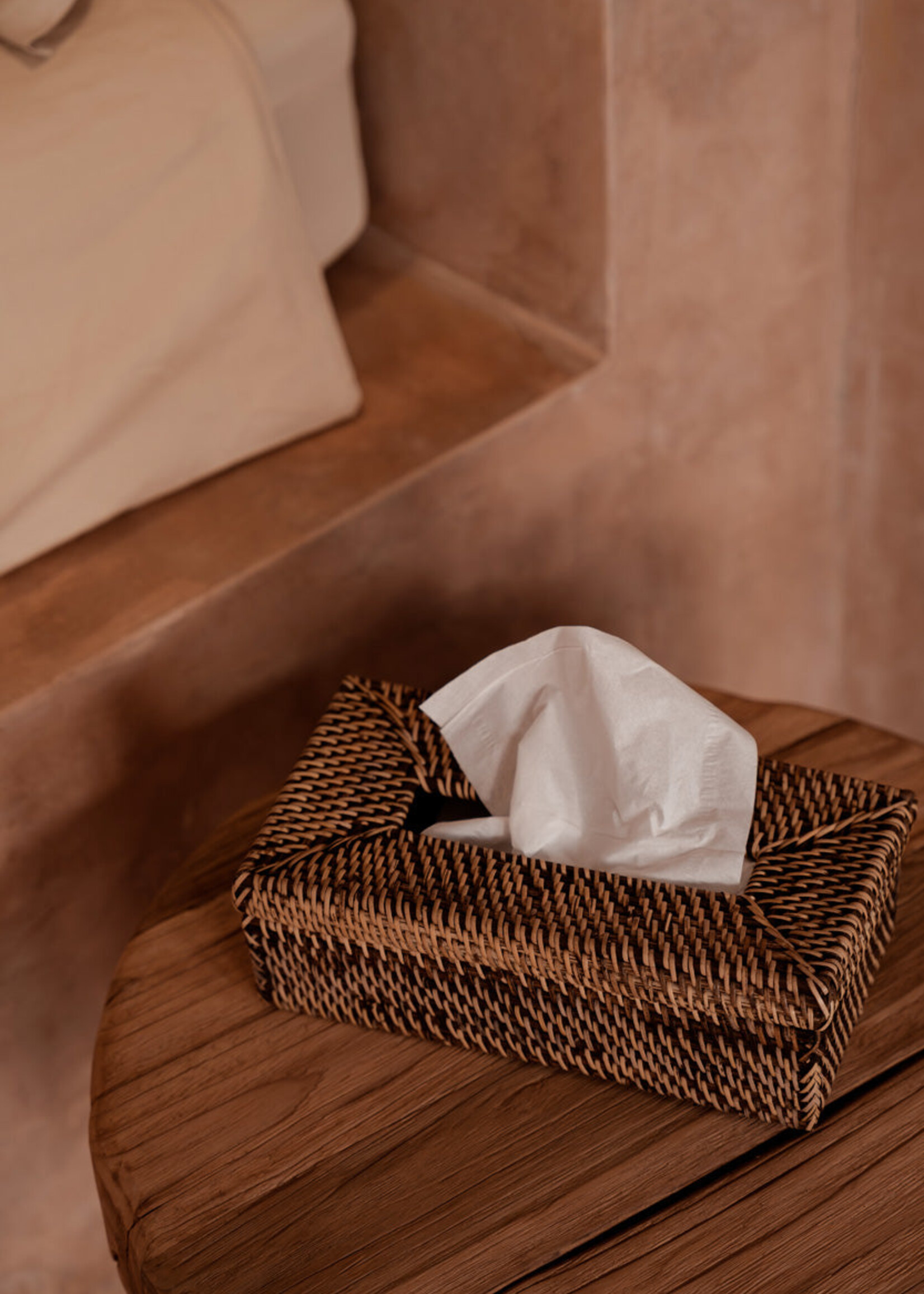 Bazar Bizar Antwerp The Rattan Classic Tissue Box - Natural Brown
