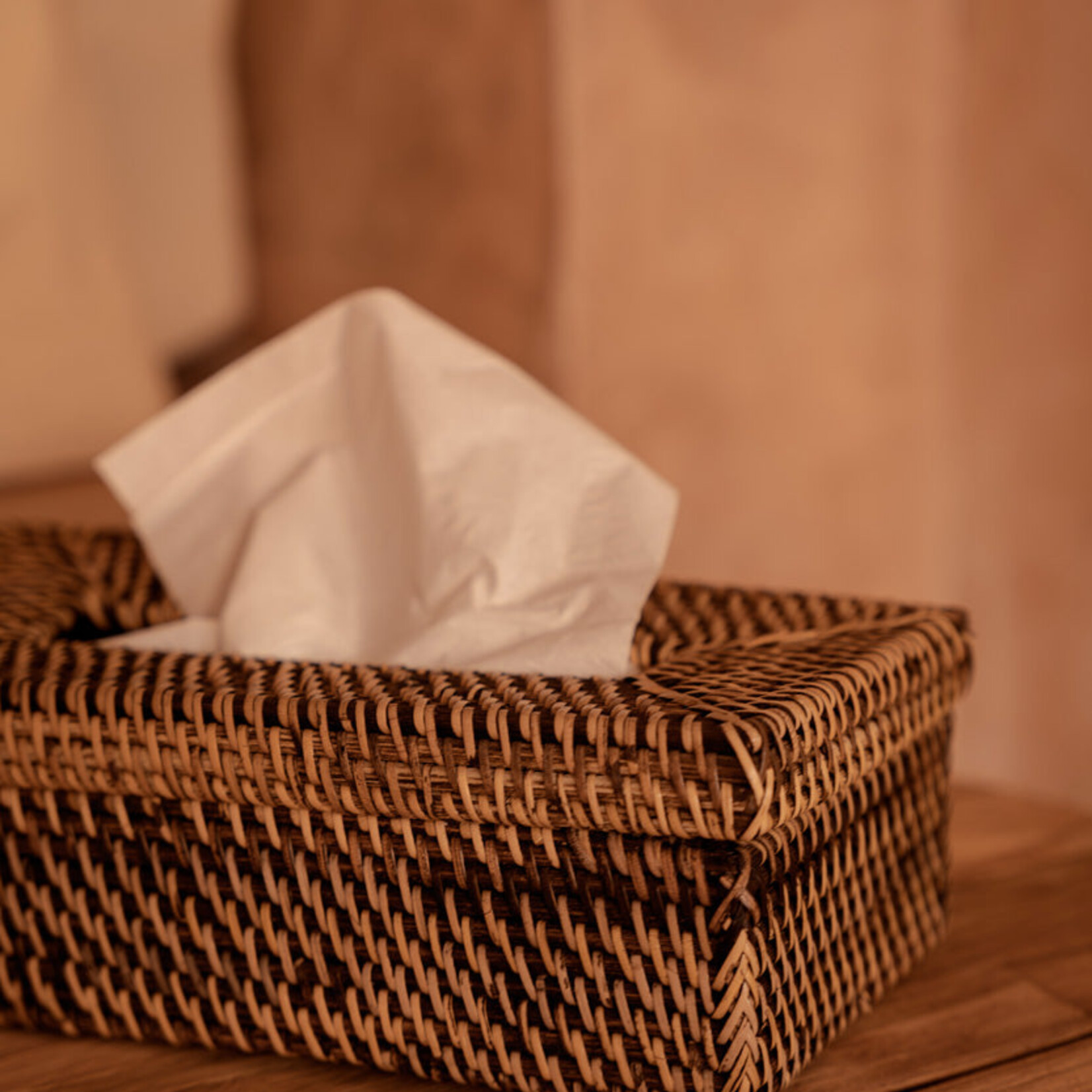 Bazar Bizar Antwerp The Rattan Classic Tissue Box - Natural Brown