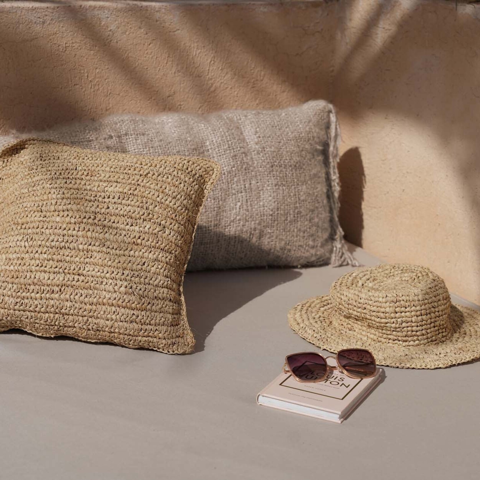 Bazar Bizar Antwerp The Raffia Flores Cushion Cover Square - Natural - 40x40