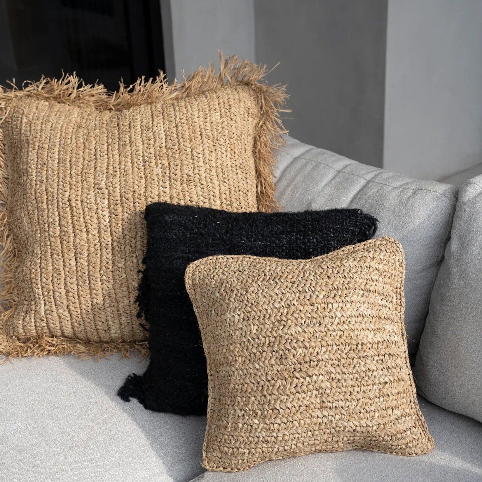 Bazar Bizar Antwerp The Raffia Flores Cushion Cover Square - Natural - 40x40