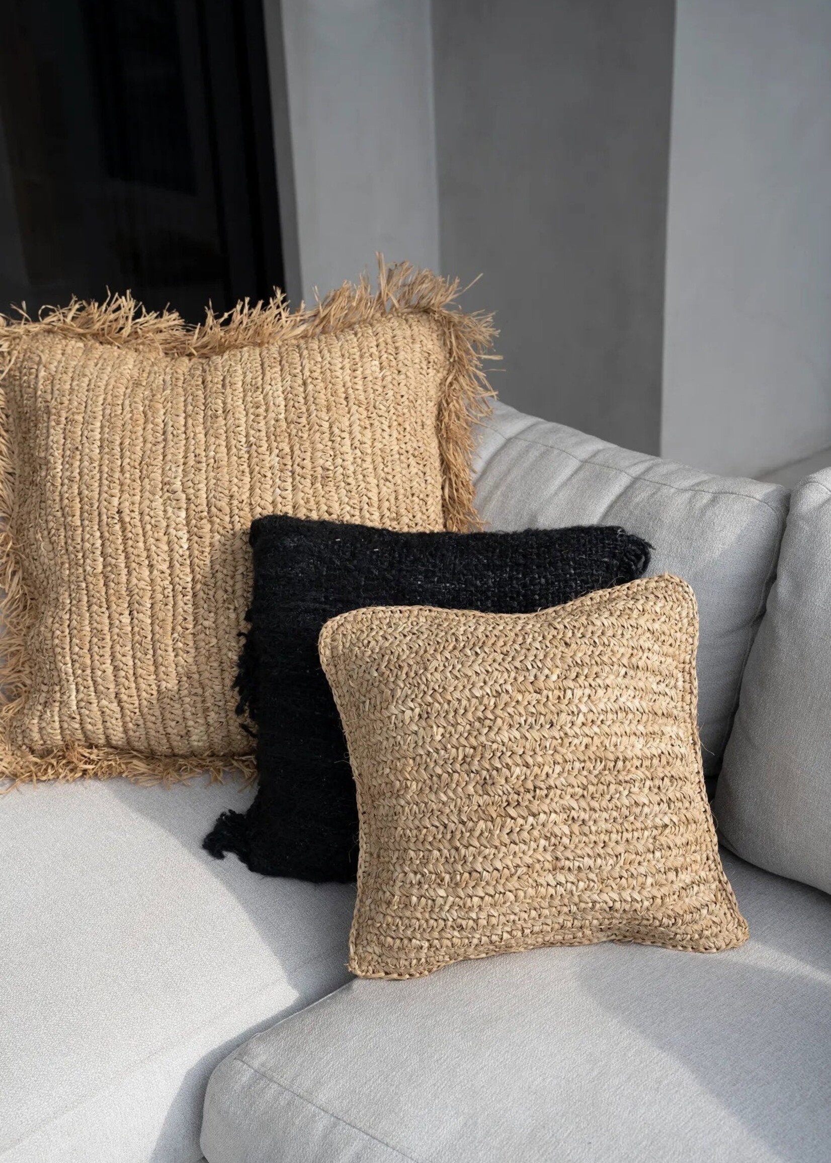 Bazar Bizar Antwerp The Raffia Flores Cushion Cover Square - Natural - 40x40