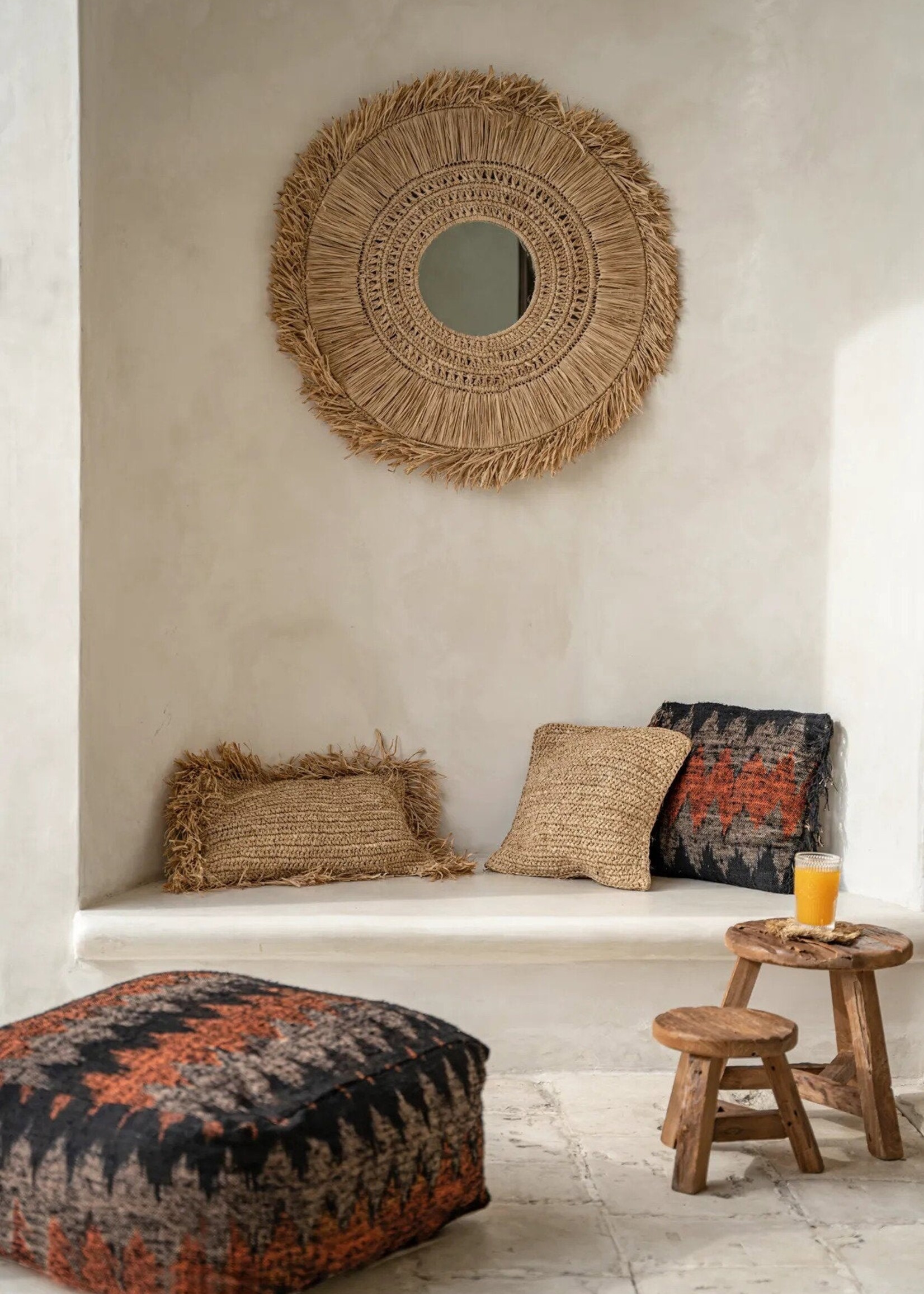 Bazar Bizar Antwerp The Raffia Flores Cushion Cover Square - Natural - 40x40