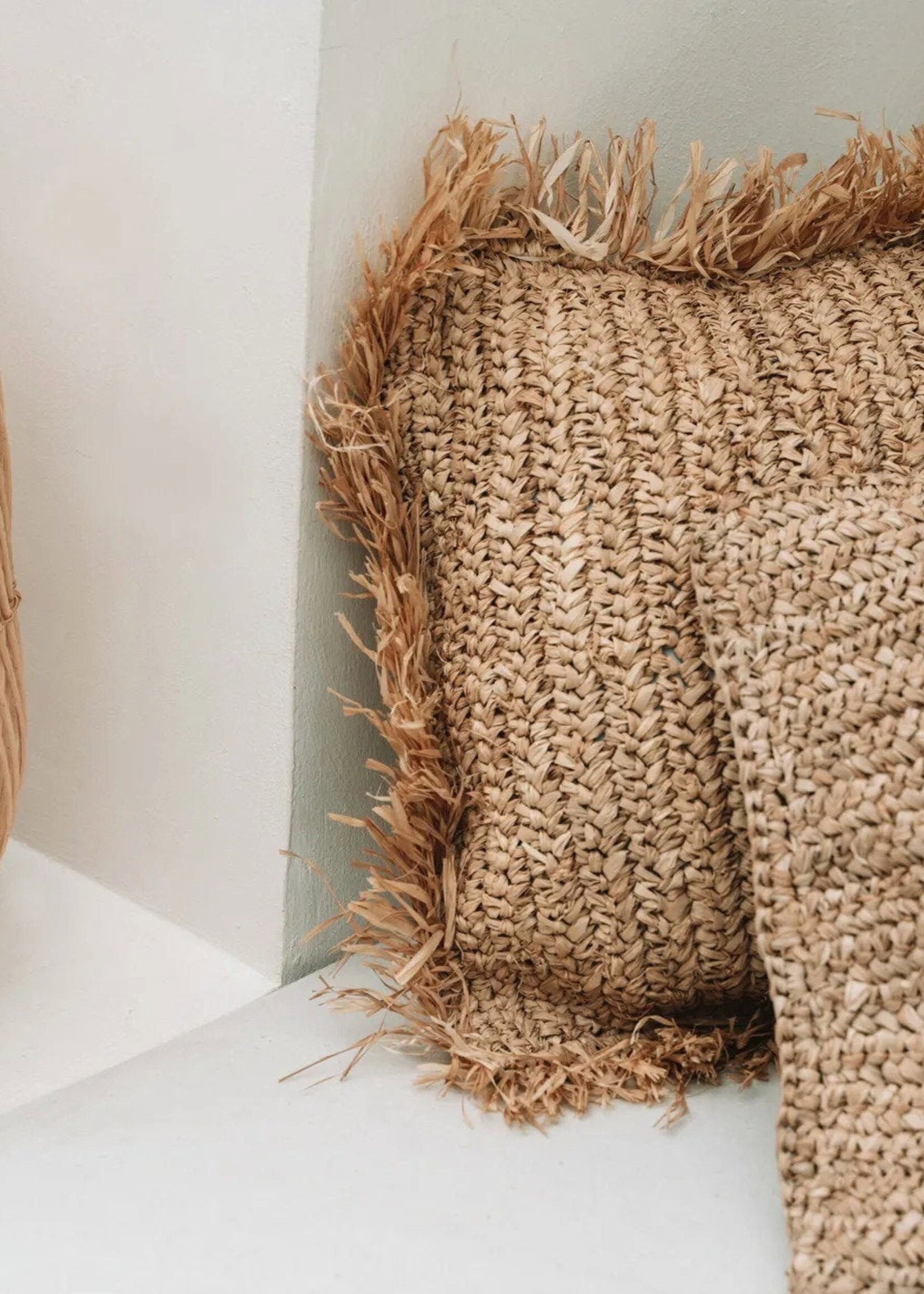 Bazar Bizar Antwerp The Raffia Flores Cushion Cover Square - Natural - 40x40