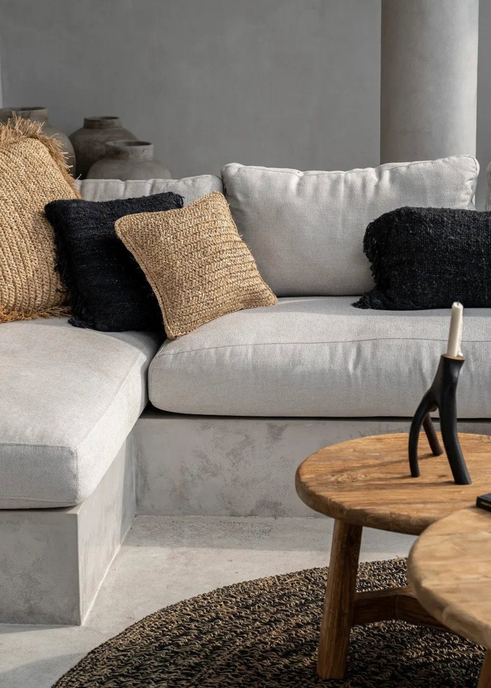 Bazar Bizar Antwerp The Raffia Flores Cushion Cover Square - Natural - 40x40
