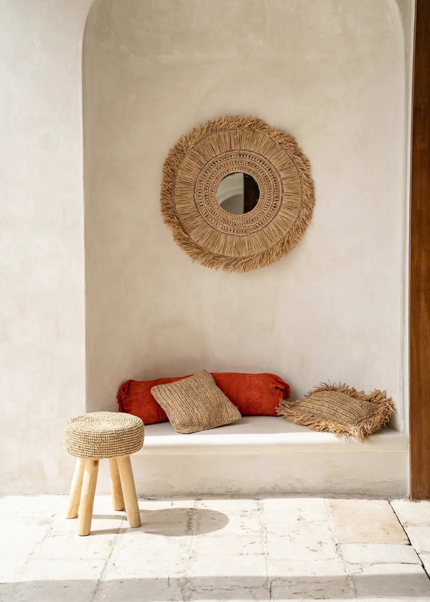 Bazar Bizar Antwerp The Raffia Flores Cushion Cover Square - Natural - 40x40