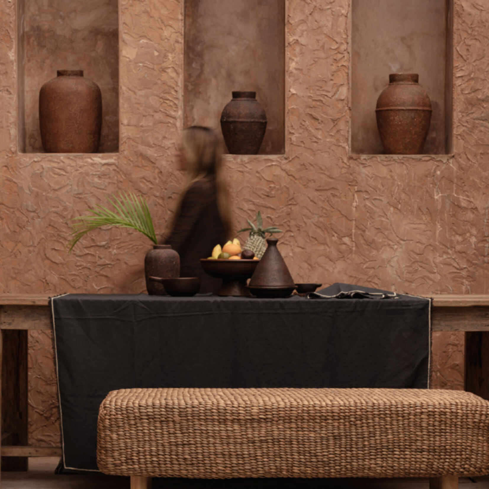 Bazar Bizar Antwerp The Tuscany Tablecloth - Black Natural - 150x300