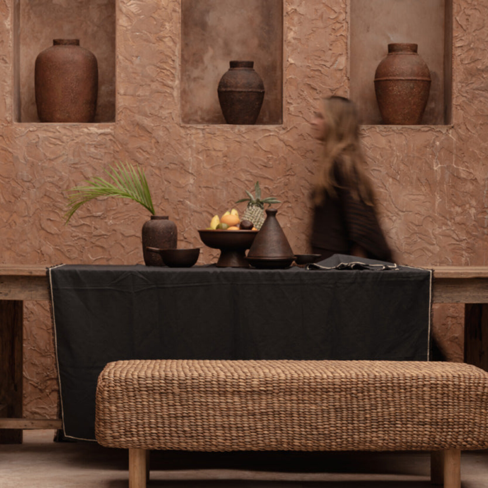 Bazar Bizar Antwerp The Tuscany Tablecloth - Black Natural - 150x300