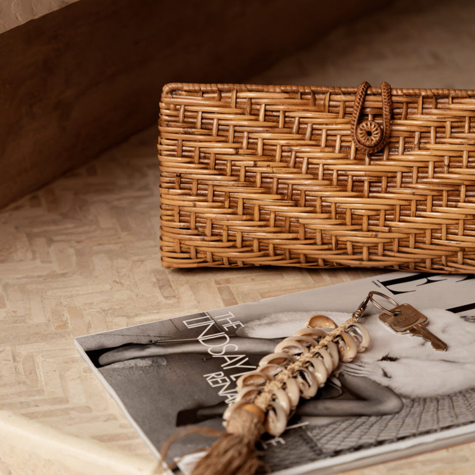 Bazar Bizar Antwerp The Raffia Fishbone Keychain - Natural White