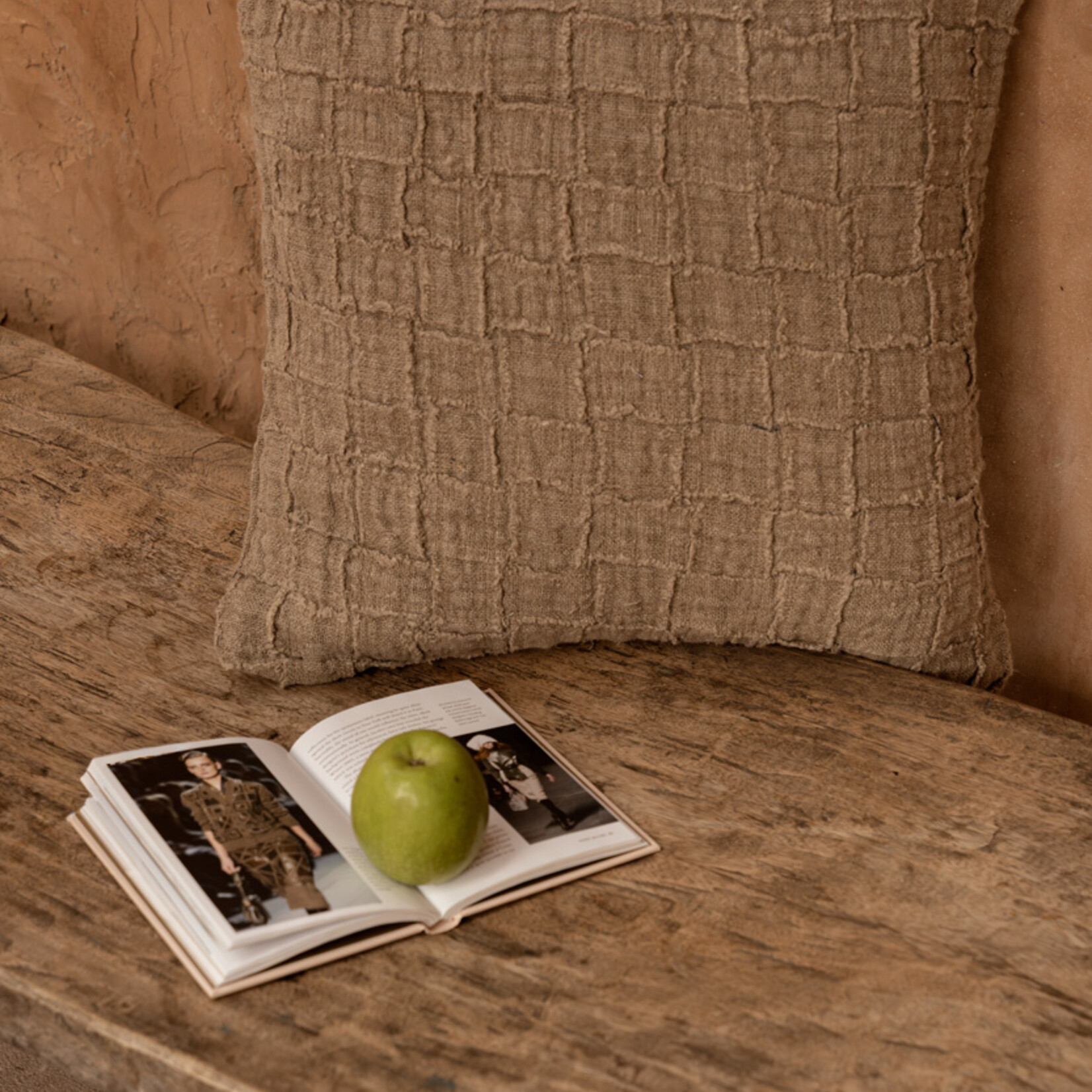 Bazar Bizar Antwerp The Linen Damier Cushion Cover - Natural