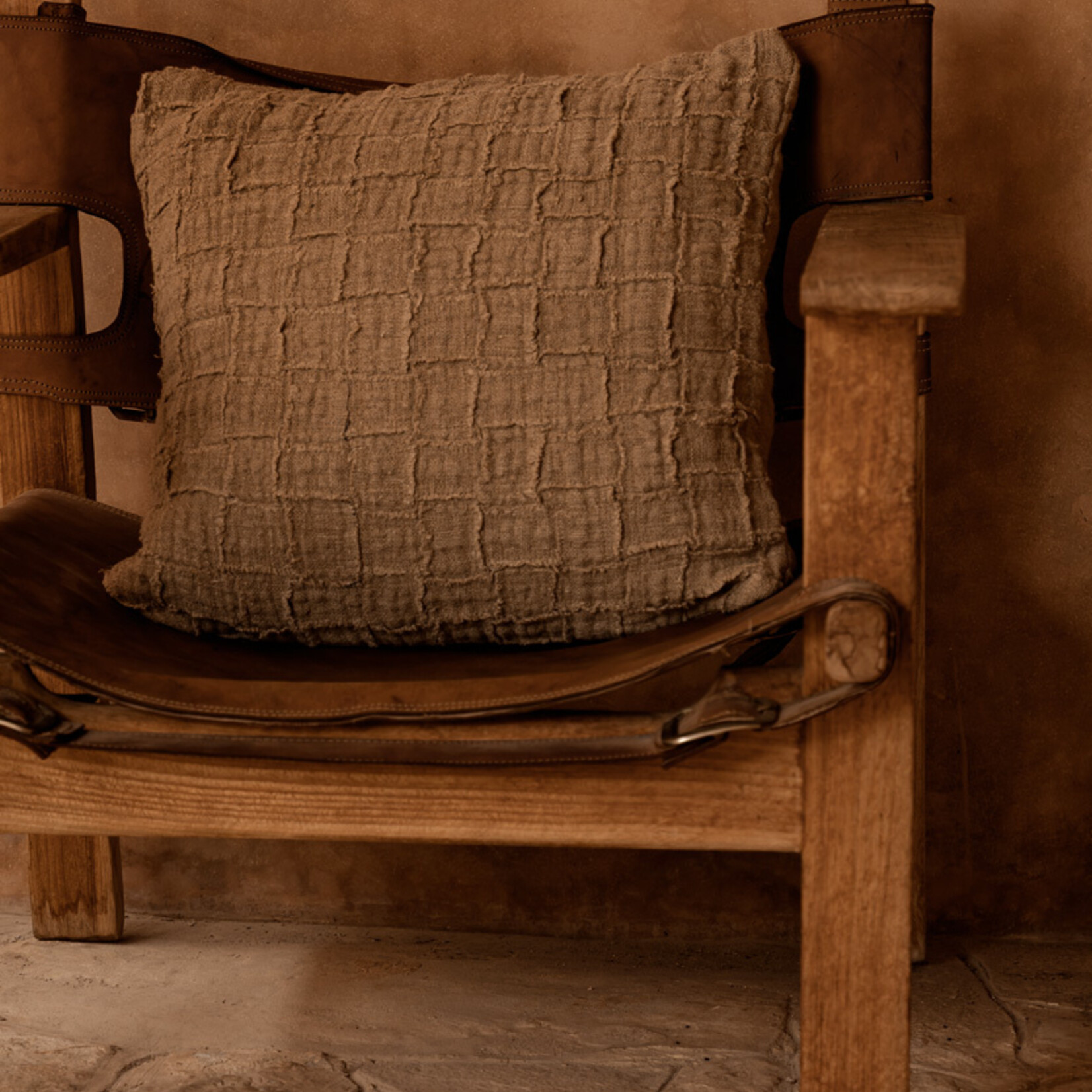 Bazar Bizar Antwerp The Linen Damier Cushion Cover - Natural