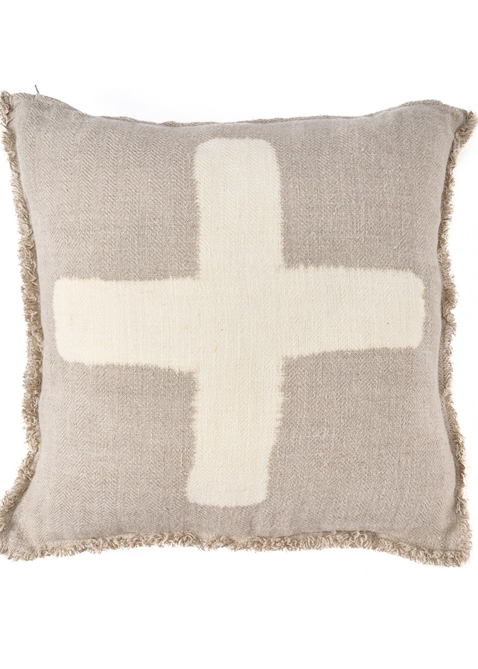 Bazar Bizar Antwerp The Ivory Cross Cushion Cover - Natural White - 50x50