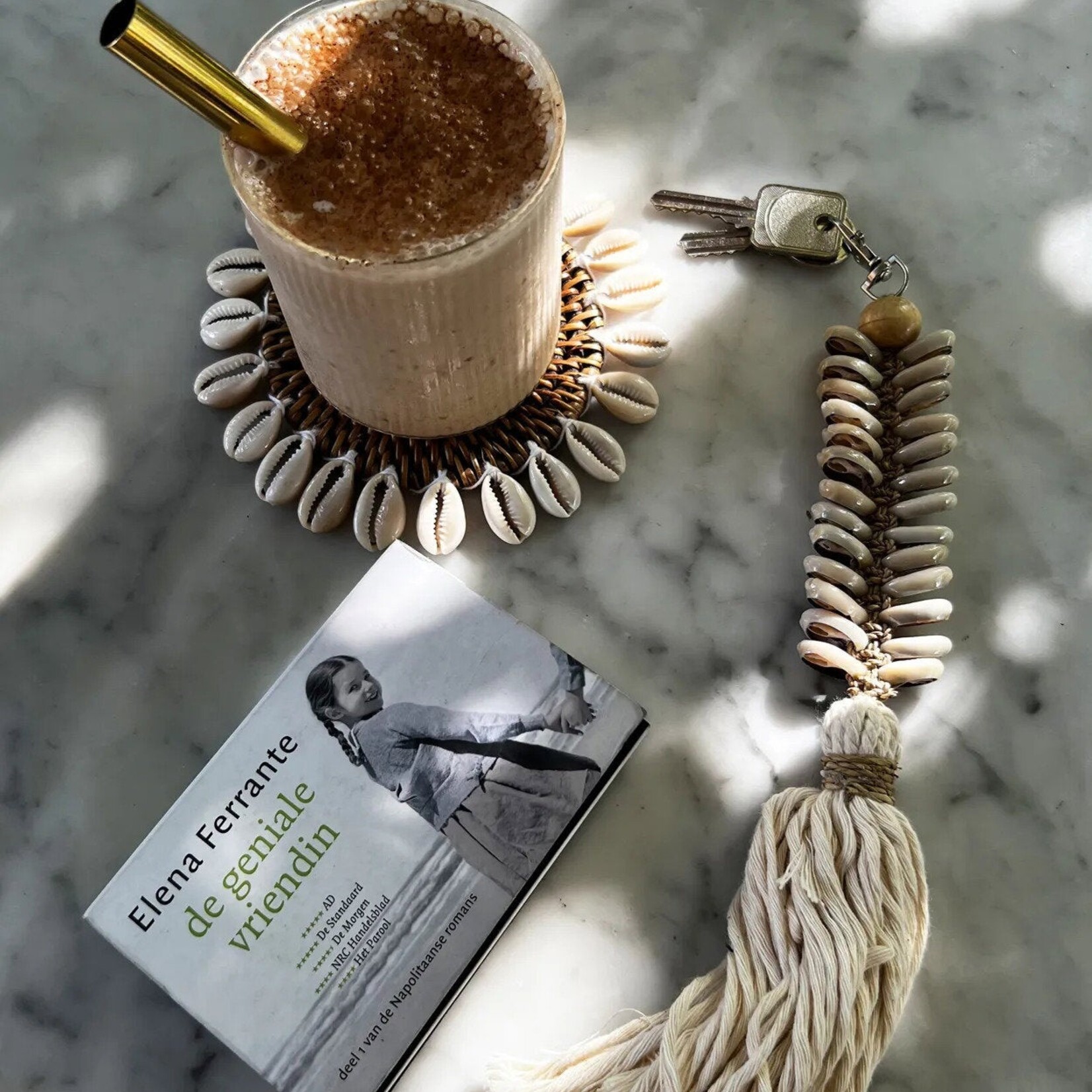 Bazar Bizar Antwerp The Macrame Fishbone Keychain - Cream