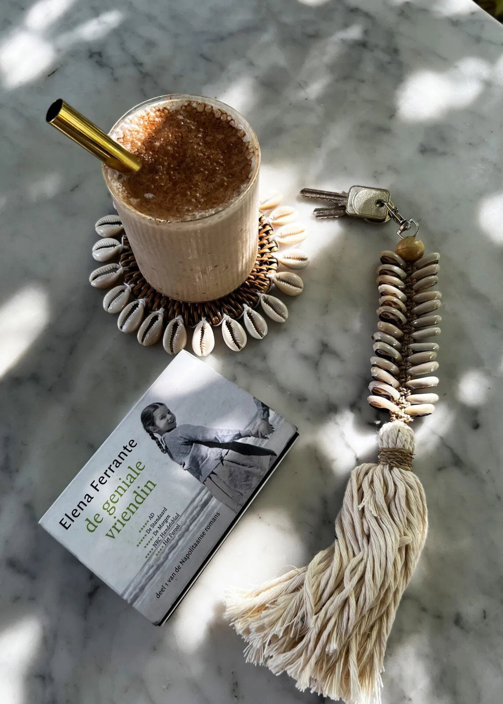 Bazar Bizar Antwerp The Macrame Fishbone Keychain - Cream