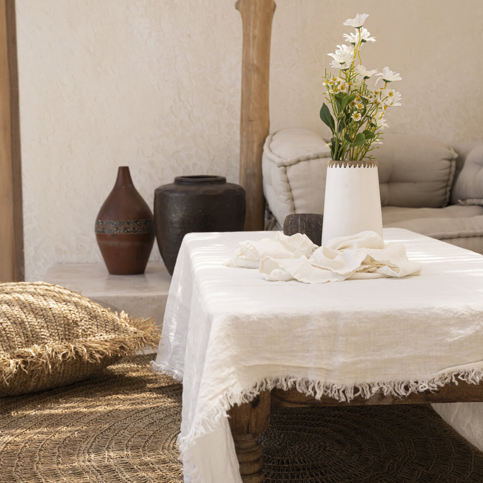 Bazar Bizar Antwerp The Linen Tablecloth - White - 150x250