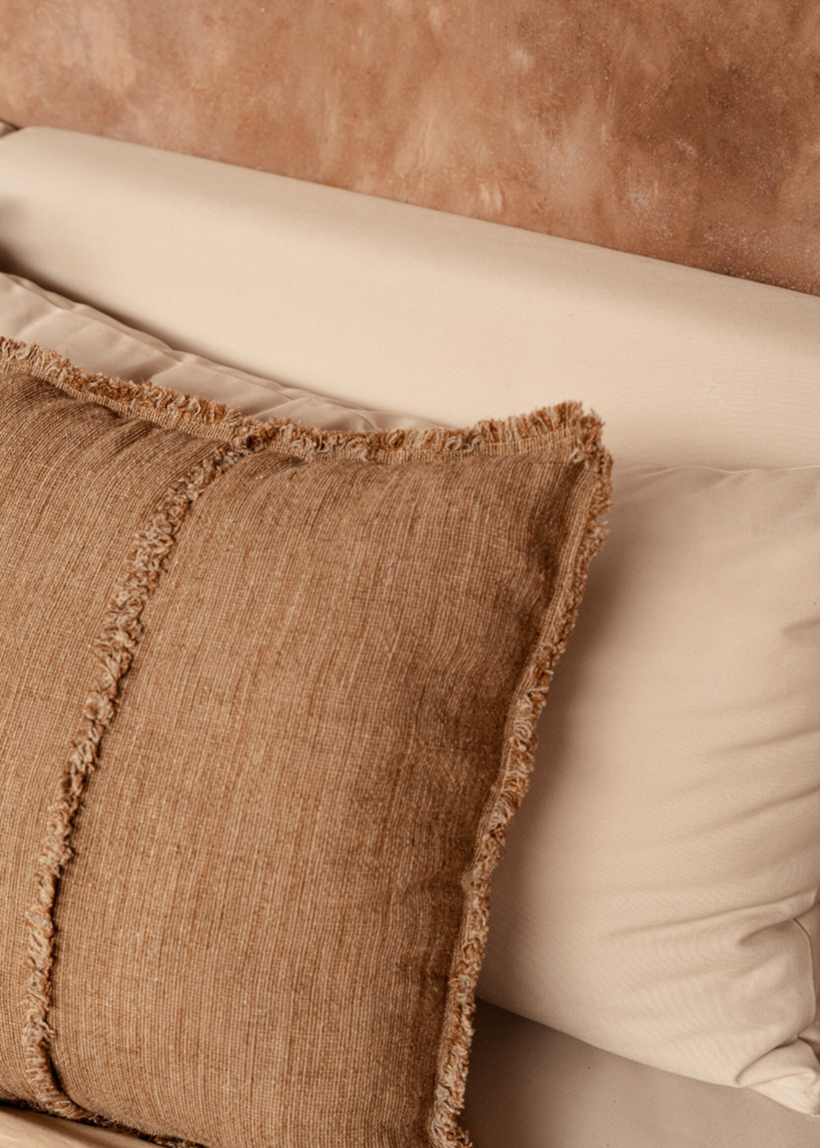 Bazar Bizar Antwerp The Sahara Fringe Cushion Cover - Natural Brown - 50x50