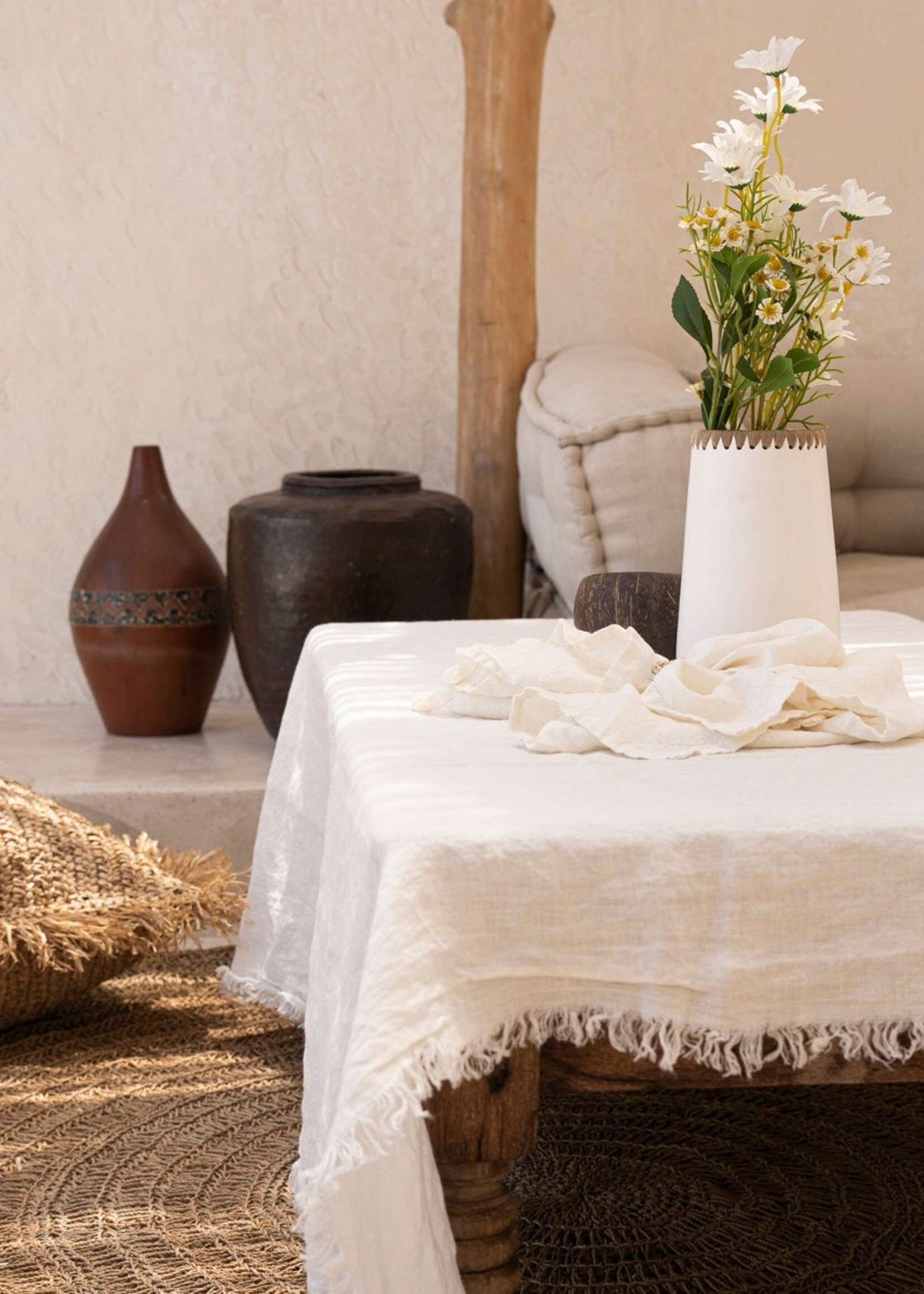 Bazar Bizar Antwerp The Linen Tablecloth - White - 180x300