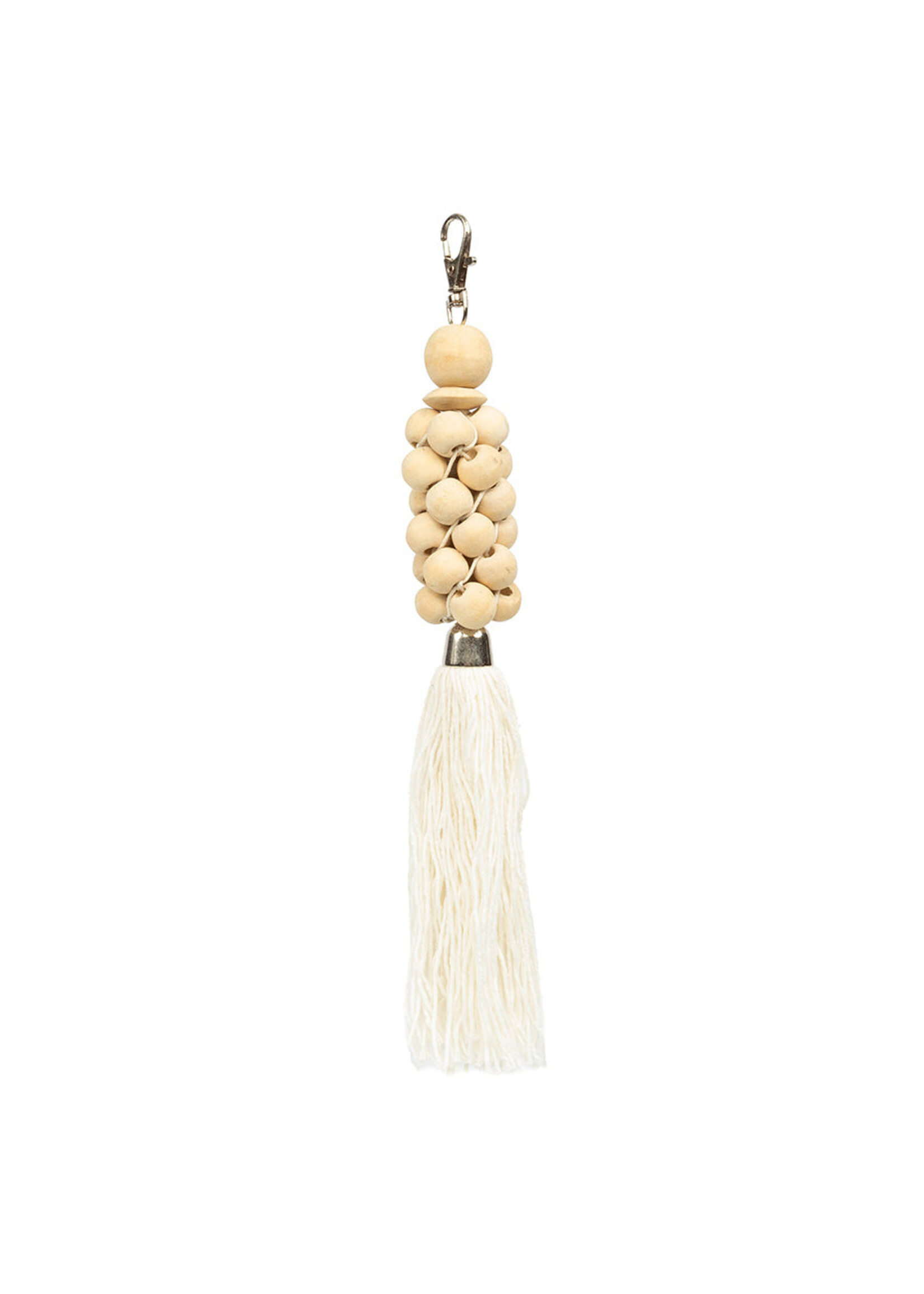 Bazar Bizar Antwerp The Wooden Beads Keychain - Natural White