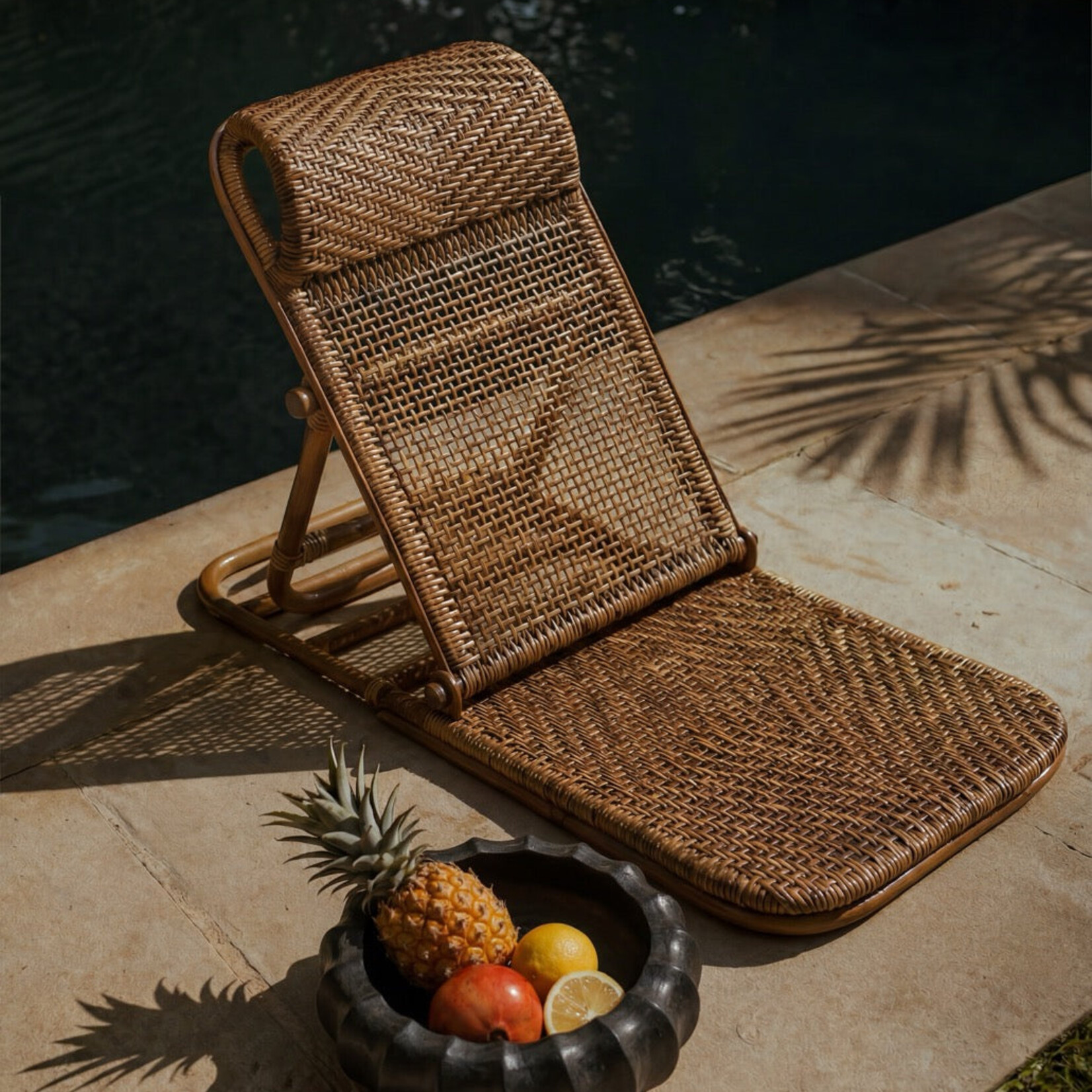 Bazar Bizar Antwerp The Rattan Floor Lounger - Dark Walnut