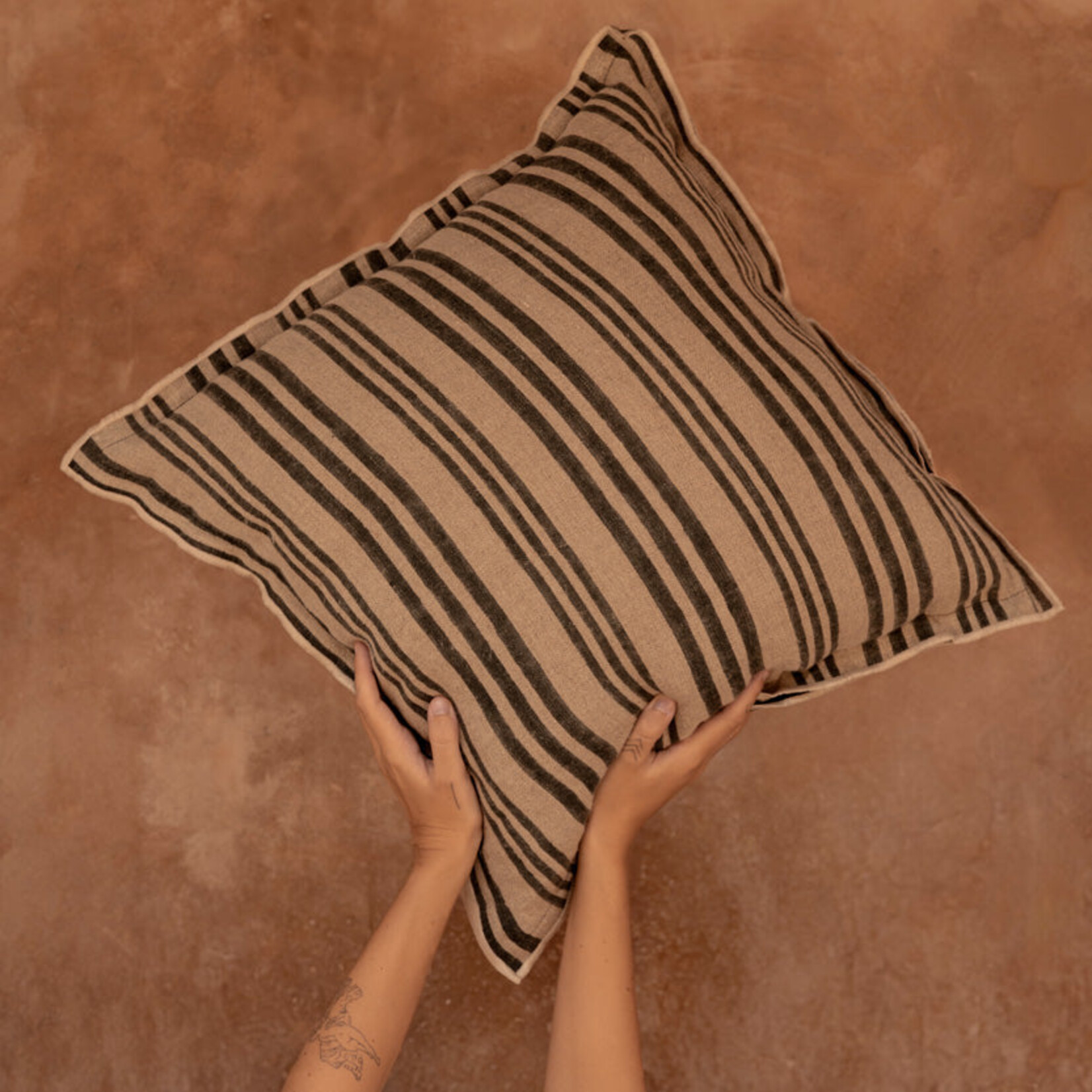 Bazar Bizar Antwerp The Nordic Stripe Cushion Cover - Natural Black - 50x50