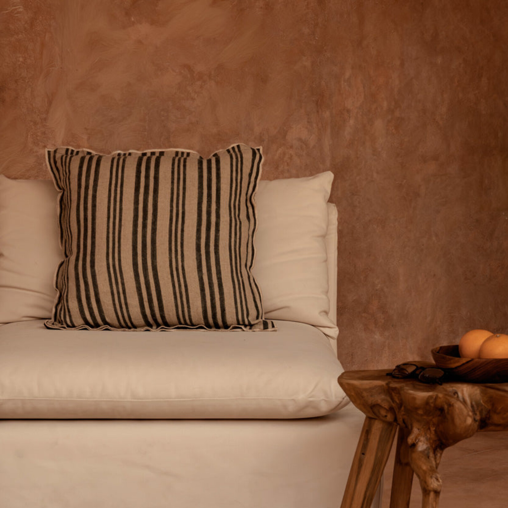 Bazar Bizar Antwerp The Nordic Stripe Cushion Cover - Natural Black - 50x50