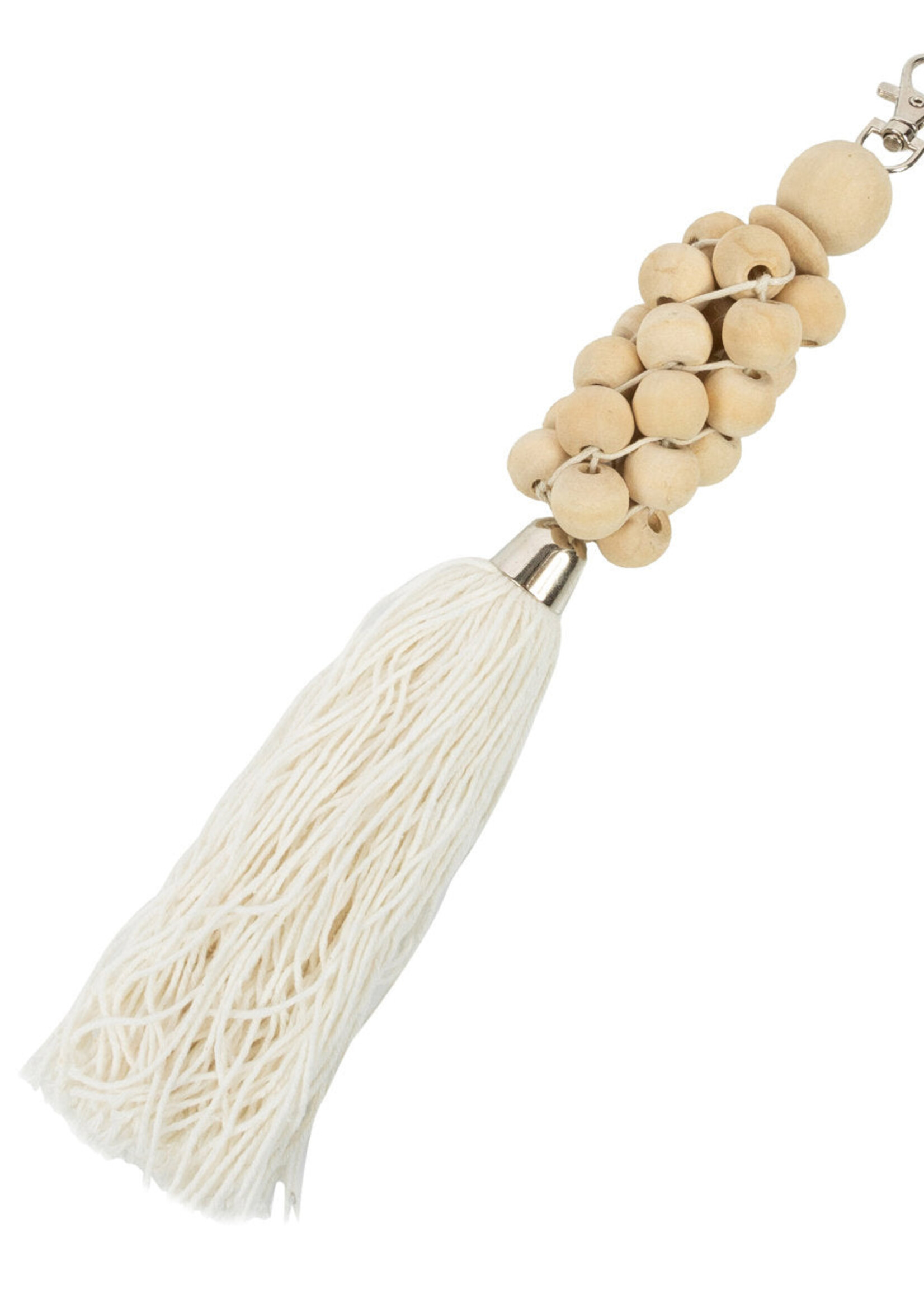 Bazar Bizar Antwerp The Wooden Beads Keychain - Natural White