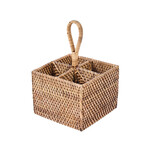 Bazar Bizar Antwerp The Rattan Cutlery Caddy N°4 - Natural Brown