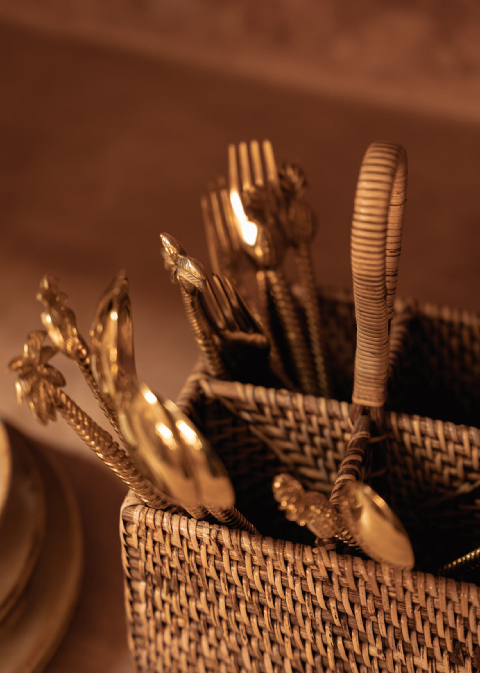 Bazar Bizar Antwerp The Rattan Cutlery Caddy N°4 - Natural Brown