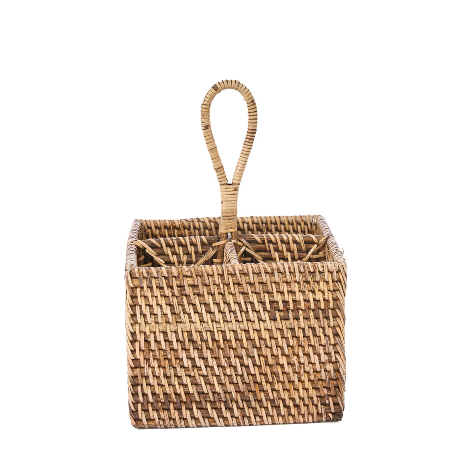Bazar Bizar Antwerp The Rattan Cutlery Caddy N°4 - Natural Brown